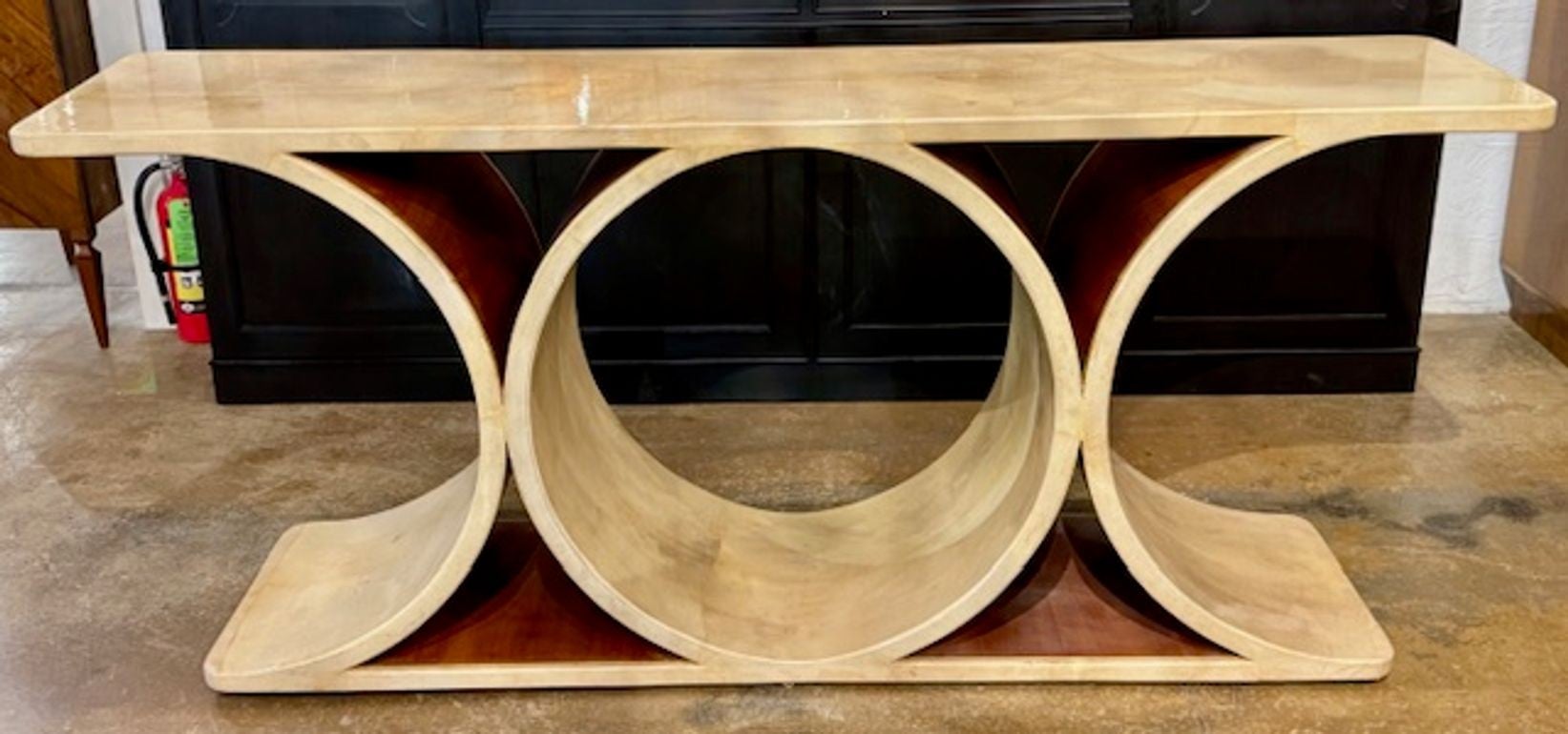 Mesa consola Karl Springer Design Pergamino blanco en venta