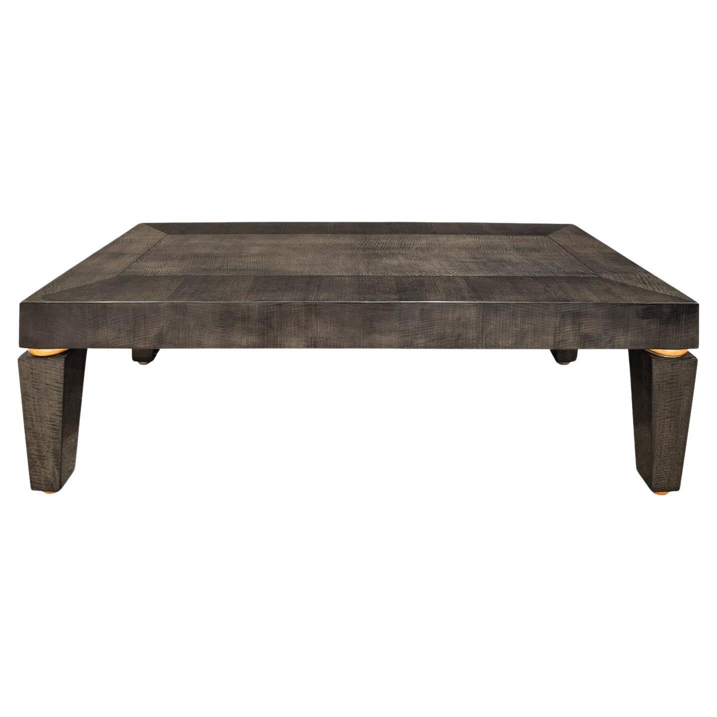 Karl Springer "Dorchester Coffee Table" in Figured Anigre, 1990s 'Signed' For Sale