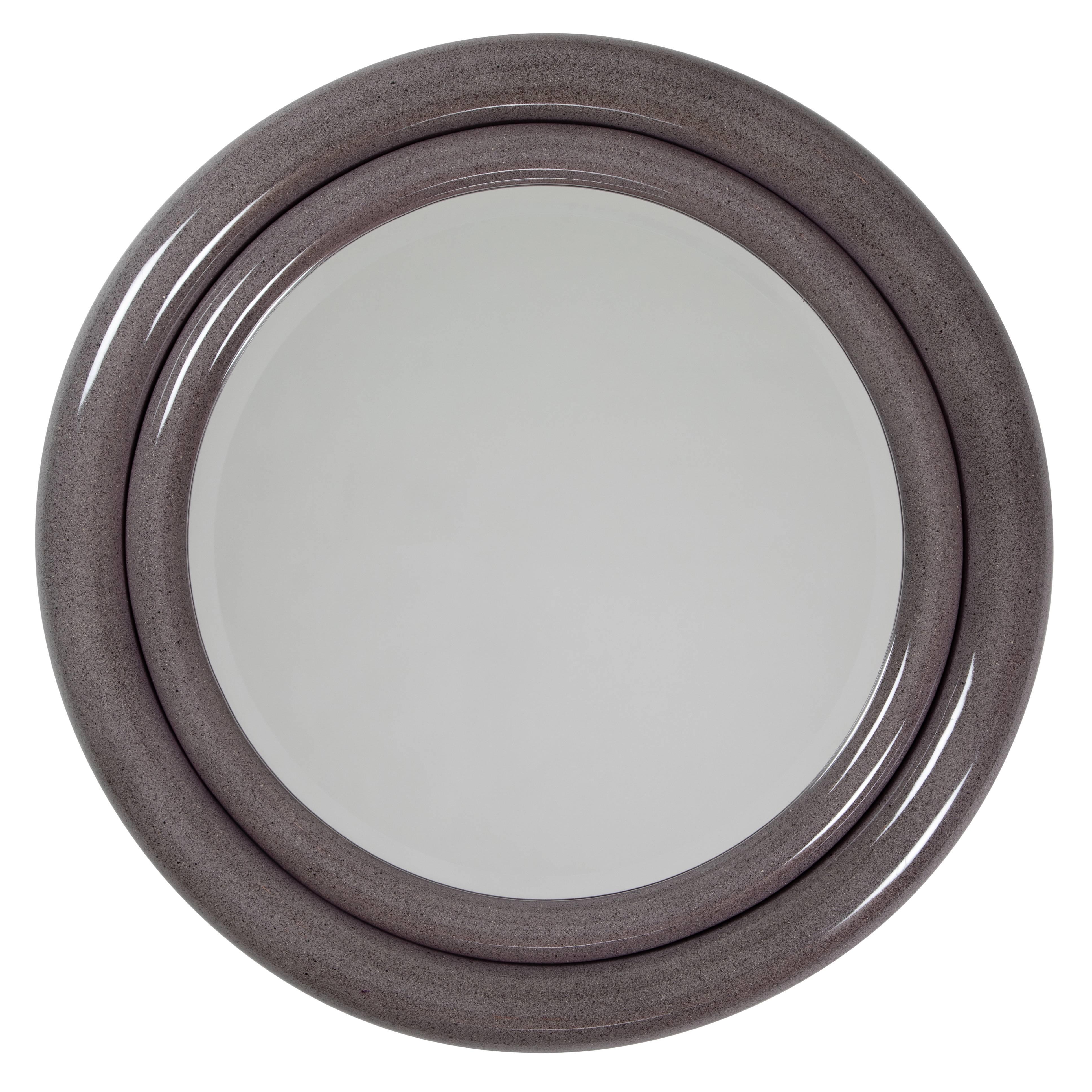 Karl Springer "Double Bullseye" Mirror in Faux Stone Lacquer, circa 1980s For Sale