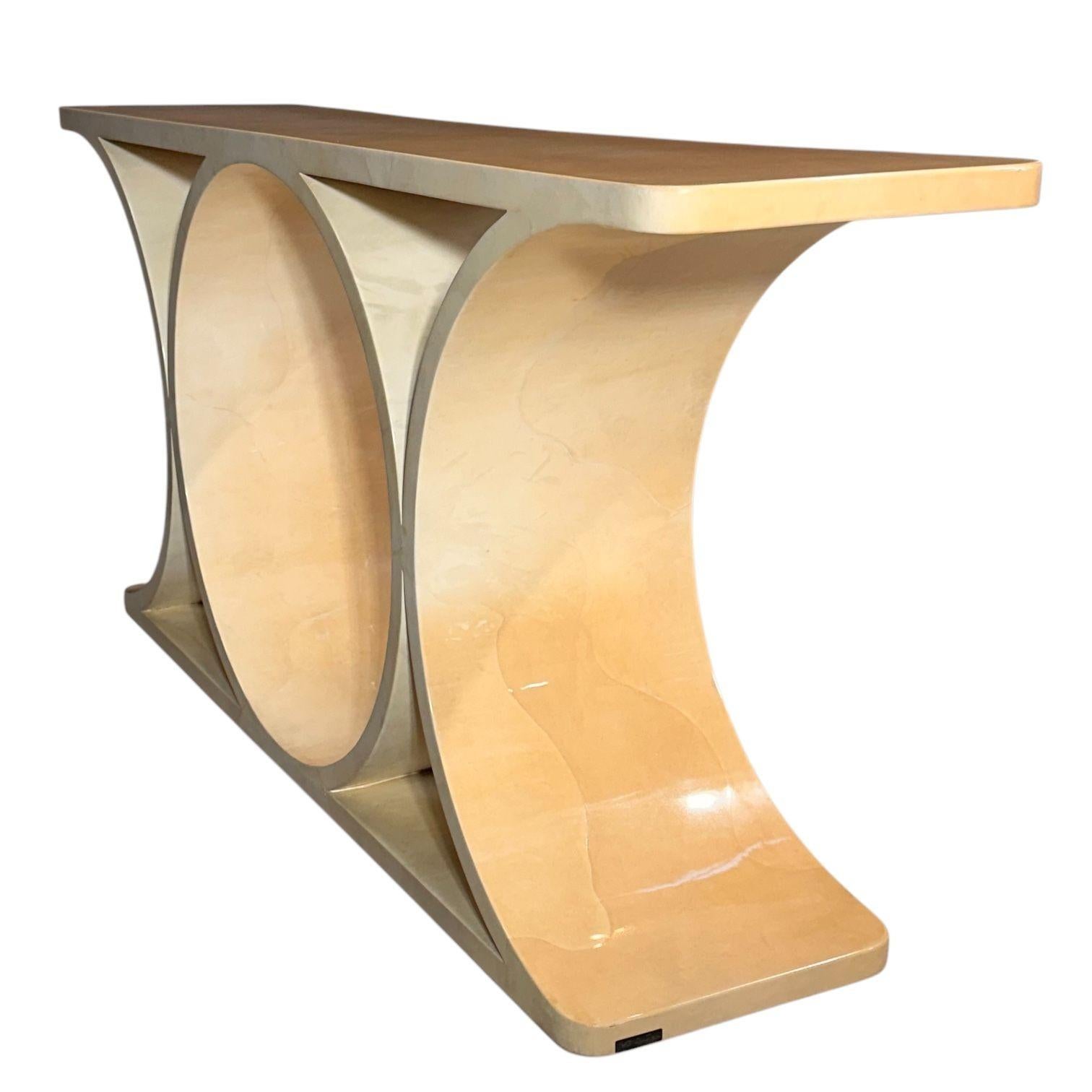 Mid-Century Modern Karl Springer Double JMF Goatskin Console, 1979 For Sale