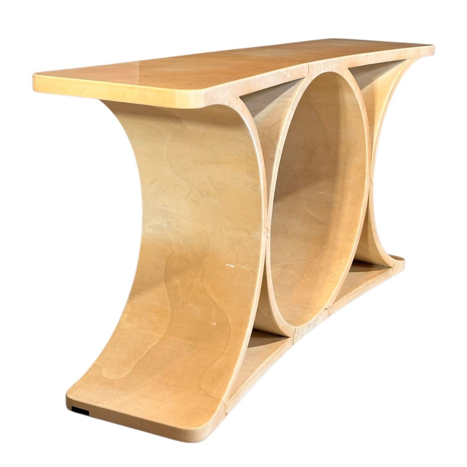 American Karl Springer Double JMF Goatskin Console, 1979 For Sale