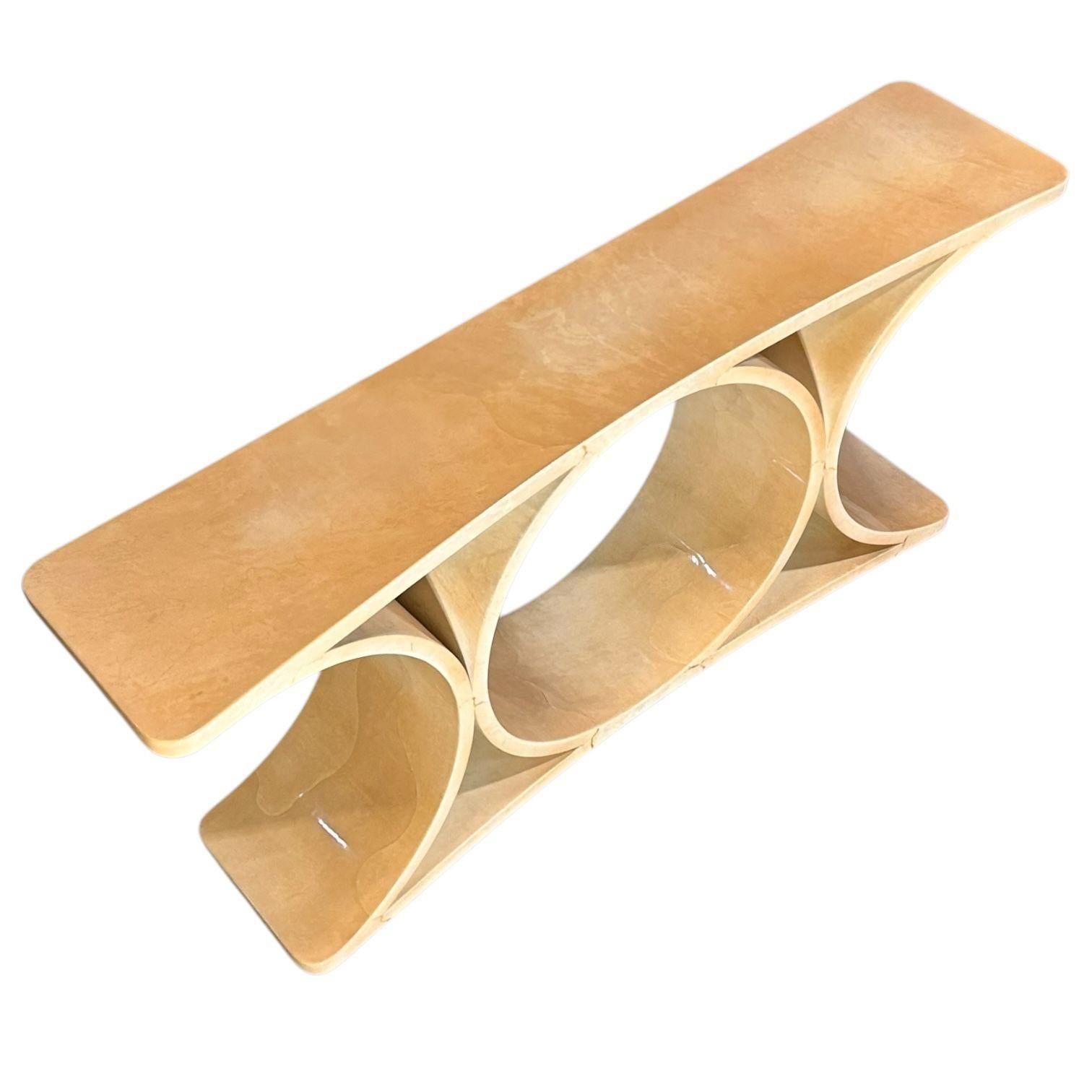 Late 20th Century Karl Springer Double JMF Goatskin Console, 1979 For Sale