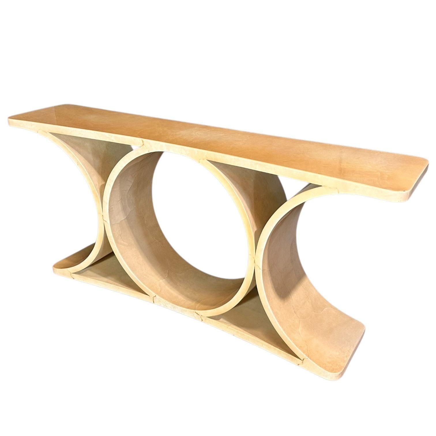 Karl Springer Double JMF Goatskin Console, 1979 For Sale 1