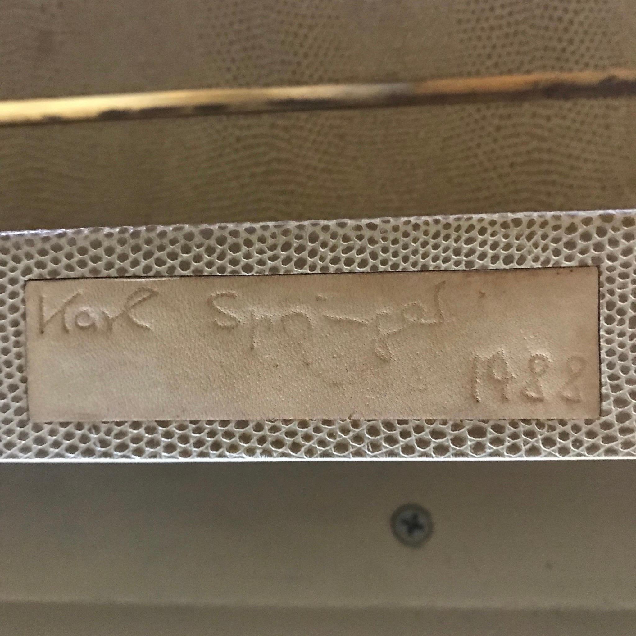 Mid-Century Modern Karl Springer Embossed Leather Backgammon Table Signed & Dated