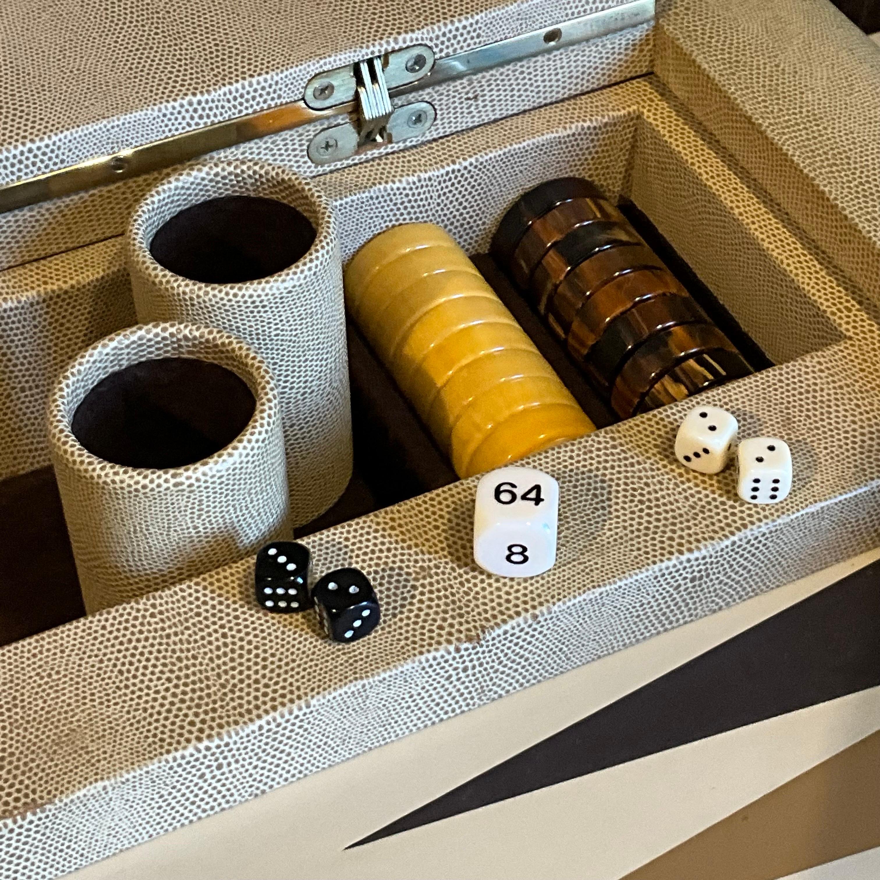 Karl Springer Embossed Leather Backgammon Table Signed & Dated In Good Condition In Los Angeles, CA