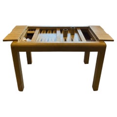 Karl Springer Tavolo da Backgammon in pelle goffrata firmato e datato
