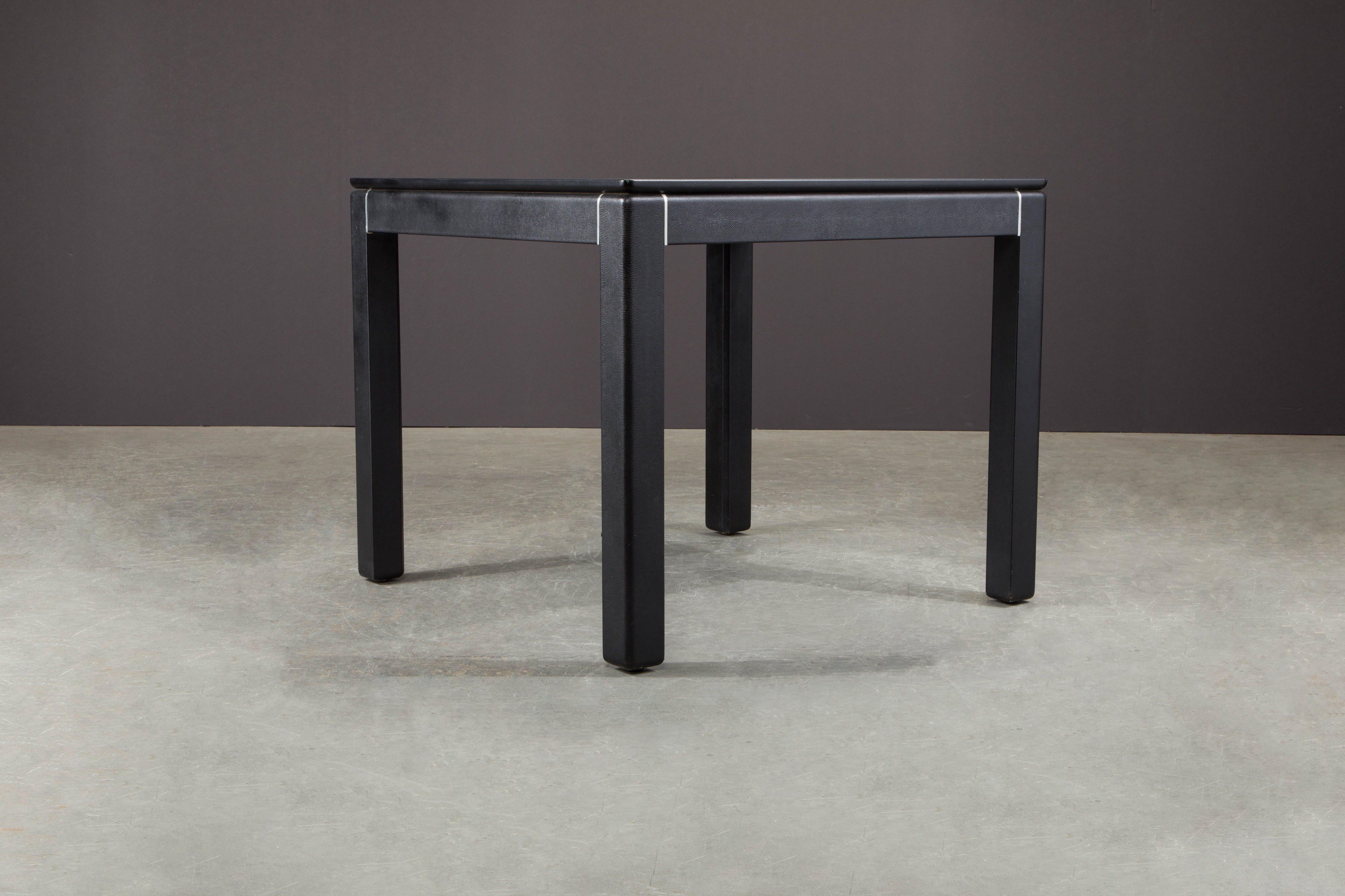 Karl Springer Embossed Leather Cafe / Game Table, 1983, Signed and Dated 4