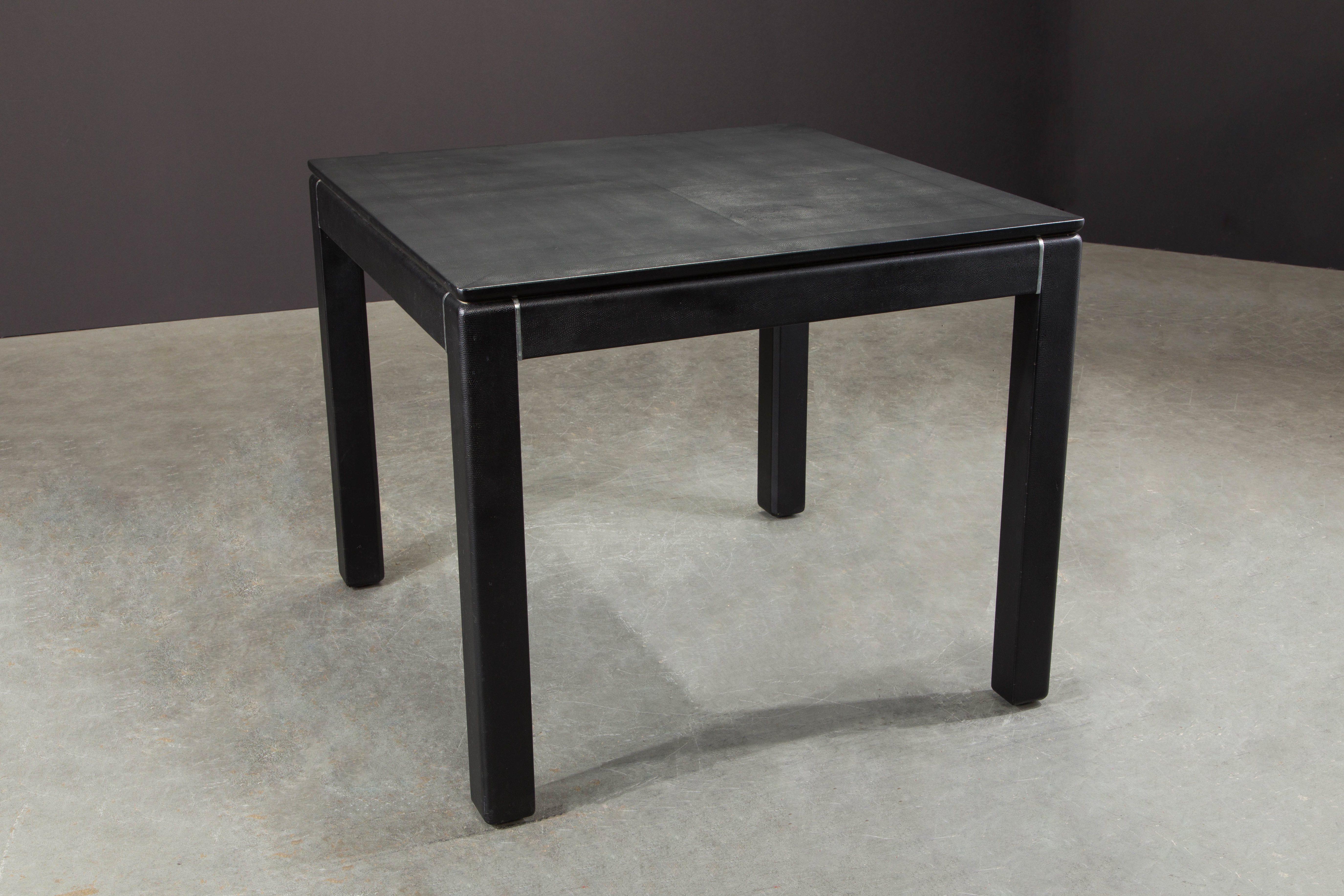 Karl Springer Embossed Leather Cafe / Game Table, 1983, Signed and Dated 5