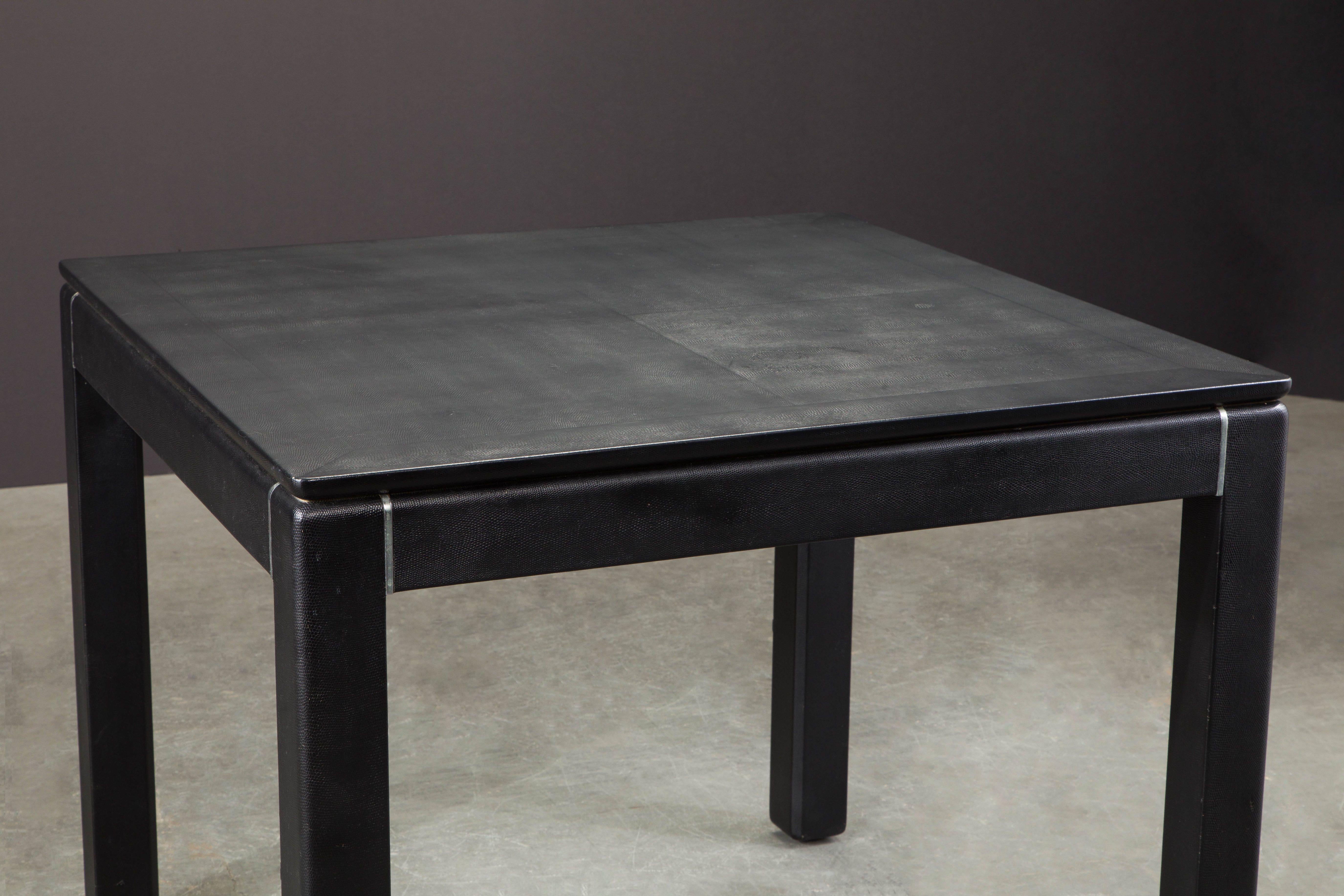 Karl Springer Embossed Leather Cafe / Game Table, 1983, Signed and Dated 6