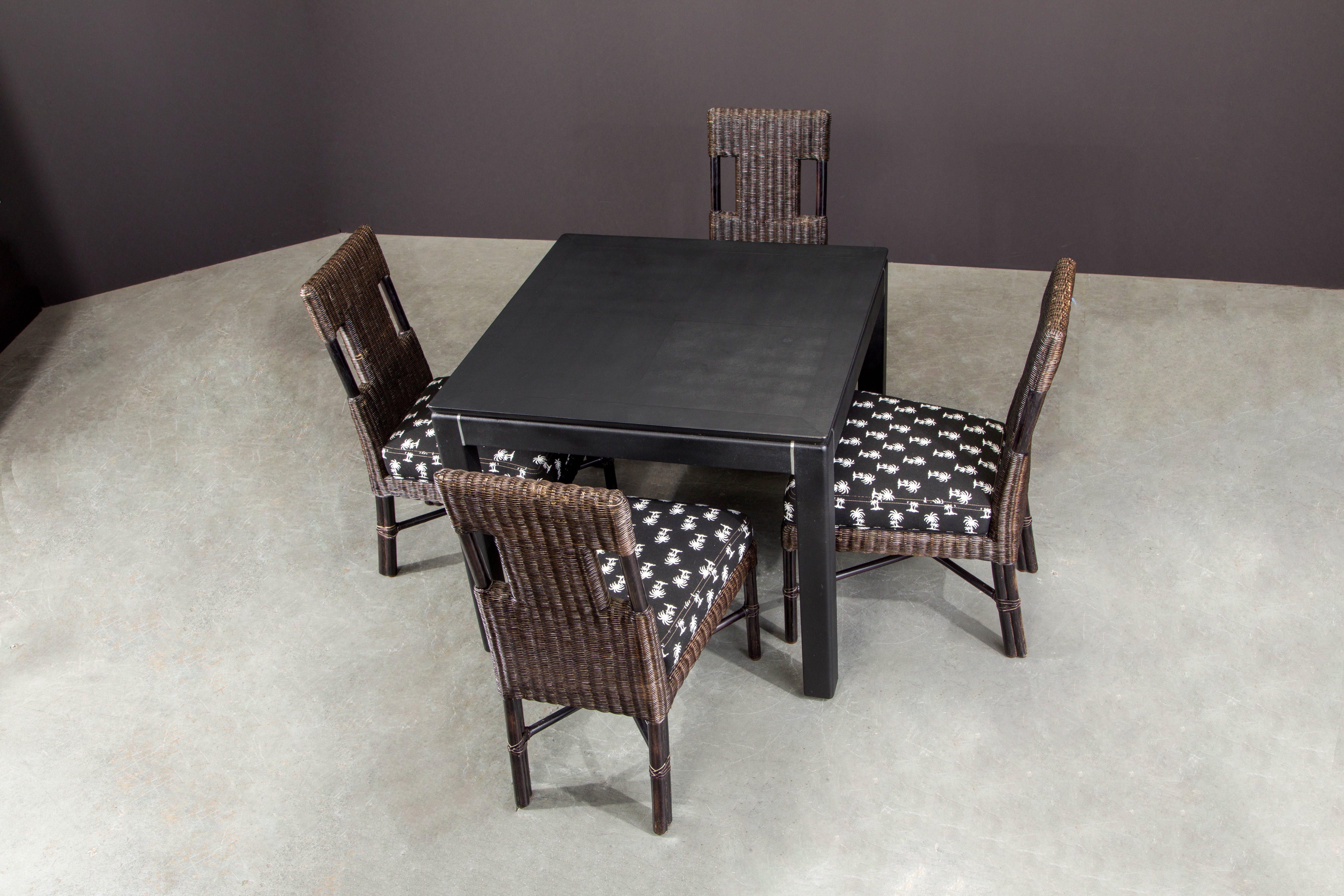 Karl Springer Embossed Leather Cafe / Game Table, 1983, Signed and Dated 13