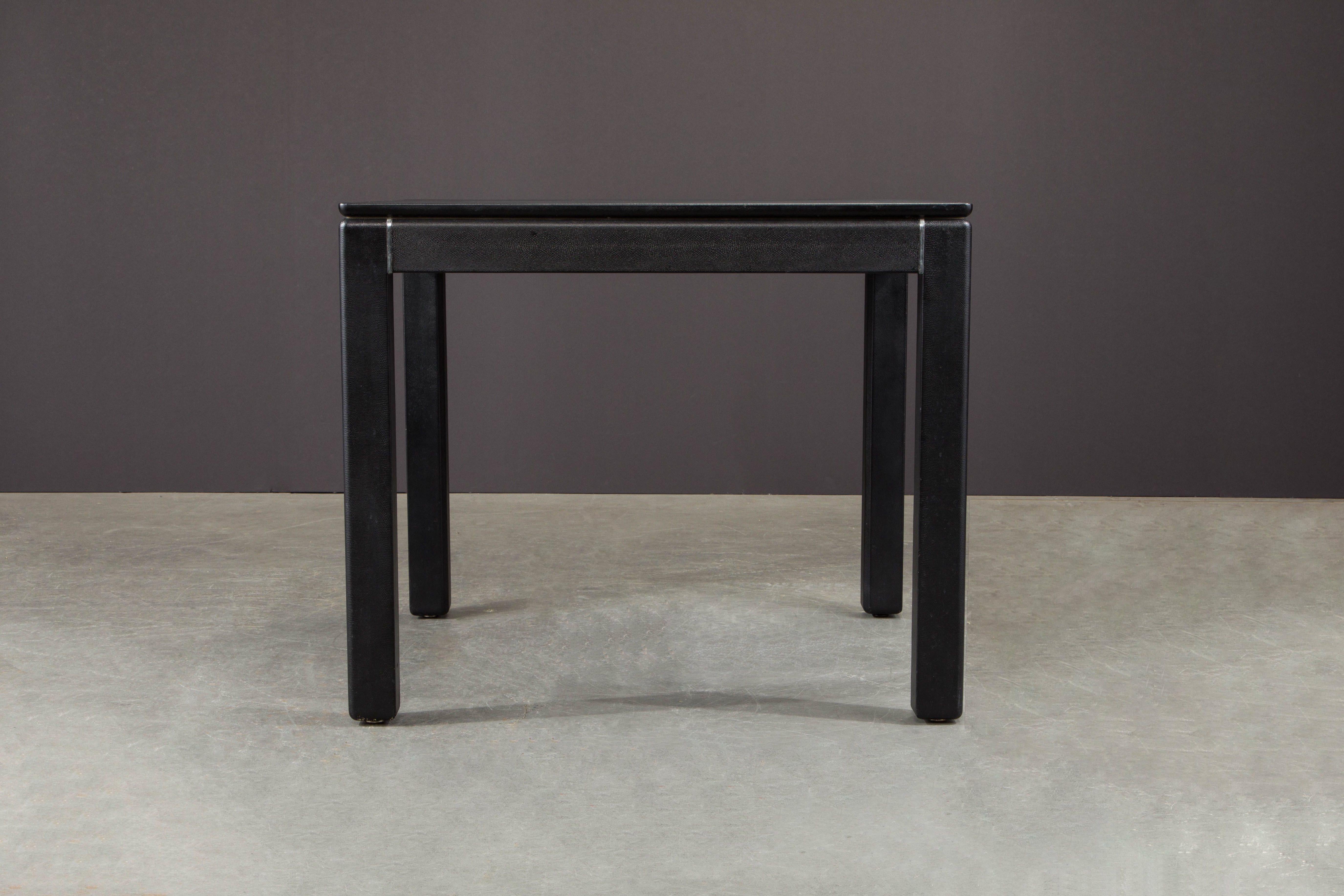 Karl Springer Embossed Leather Cafe / Game Table, 1983, Signed and Dated In Good Condition In Los Angeles, CA