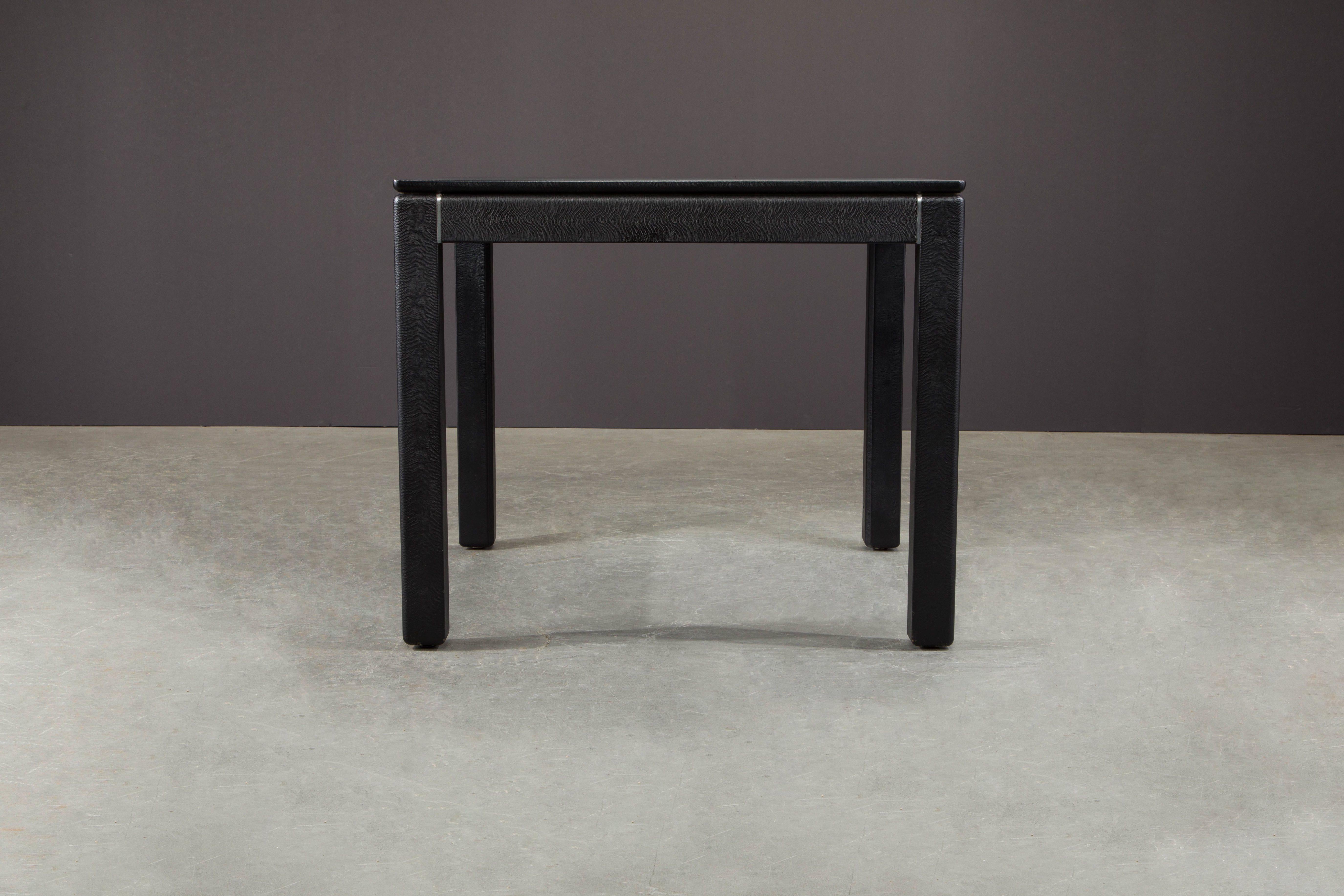 Karl Springer Embossed Leather Cafe / Game Table, 1983, Signed and Dated 3