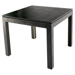 Karl Springer Embossed Snake Textured Black Leather Square Game Dining Table