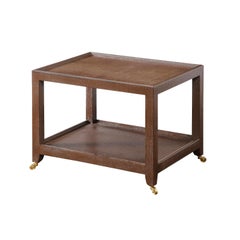 Mesa auxiliar Karl Springer de lino lacado con ruedas ca. 2005 'Firmada