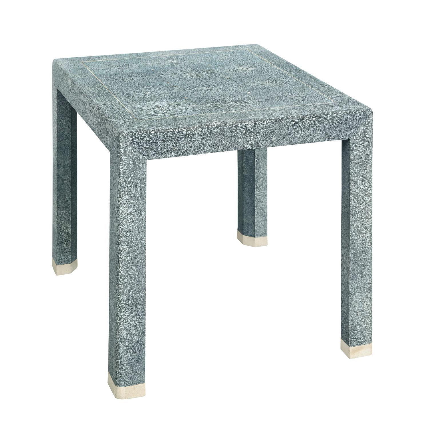 Modern Karl Springer End Tables in Shagreen with Bone Inlays 1980s 'Signed'