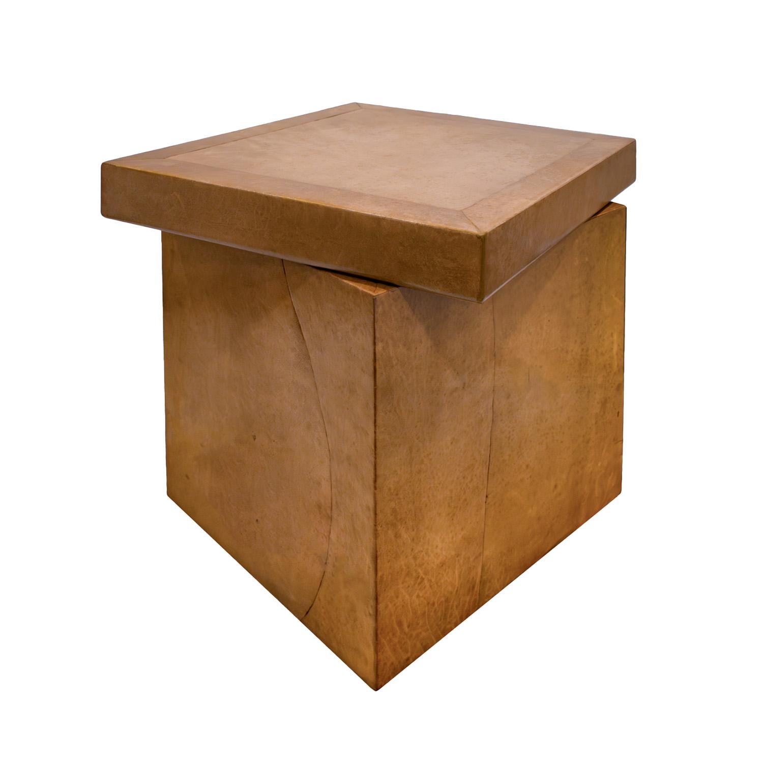 Mid-Century Modern Karl Springer Exceptional Box Table In Leather 1976-1978 For Sale