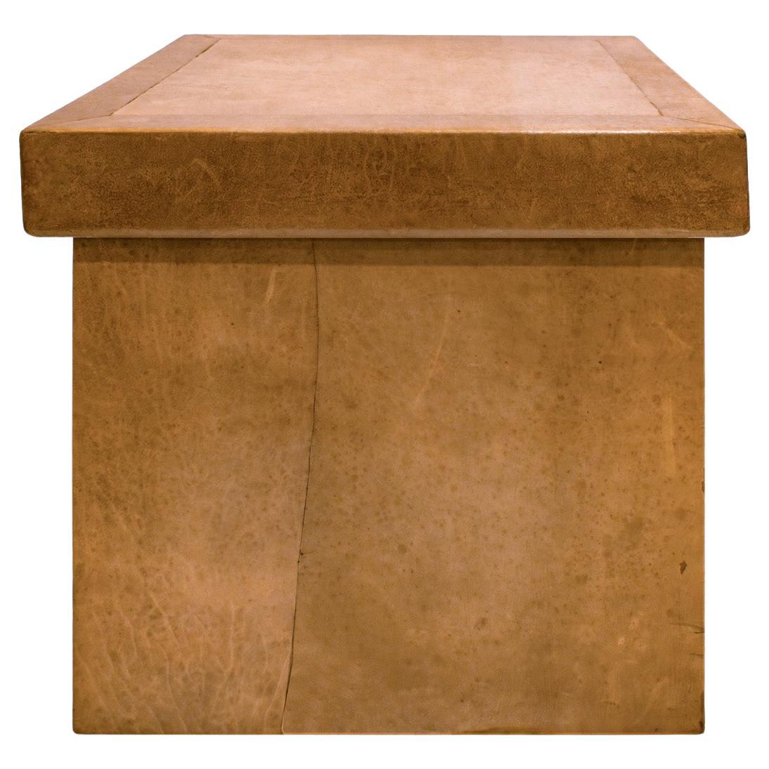 Exceptionnelle table boîte en cuir Karl Springer 1976-1978 en vente