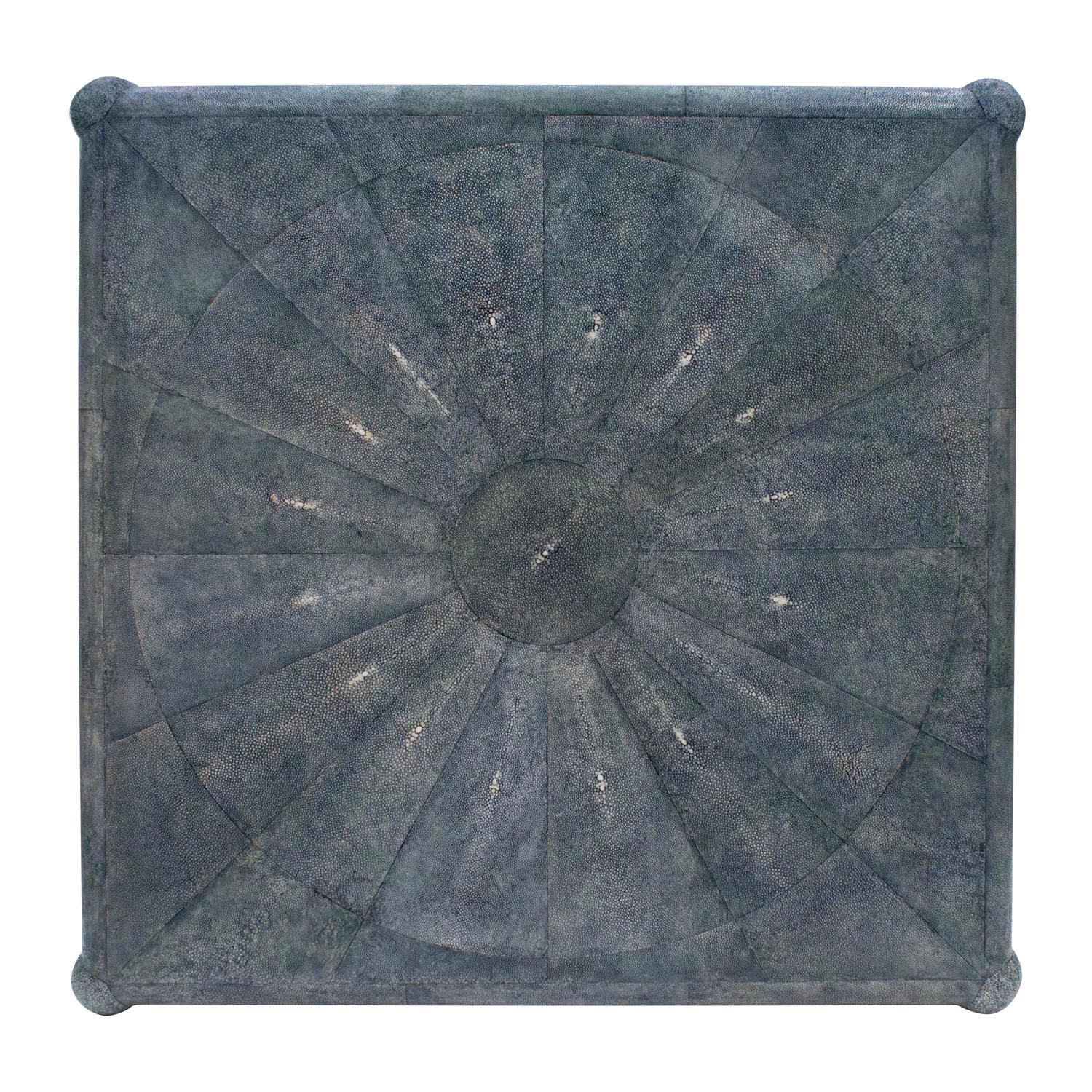 American Karl Springer Exceptional Game Table in Blue Shagreen with Starburst Top 1980s