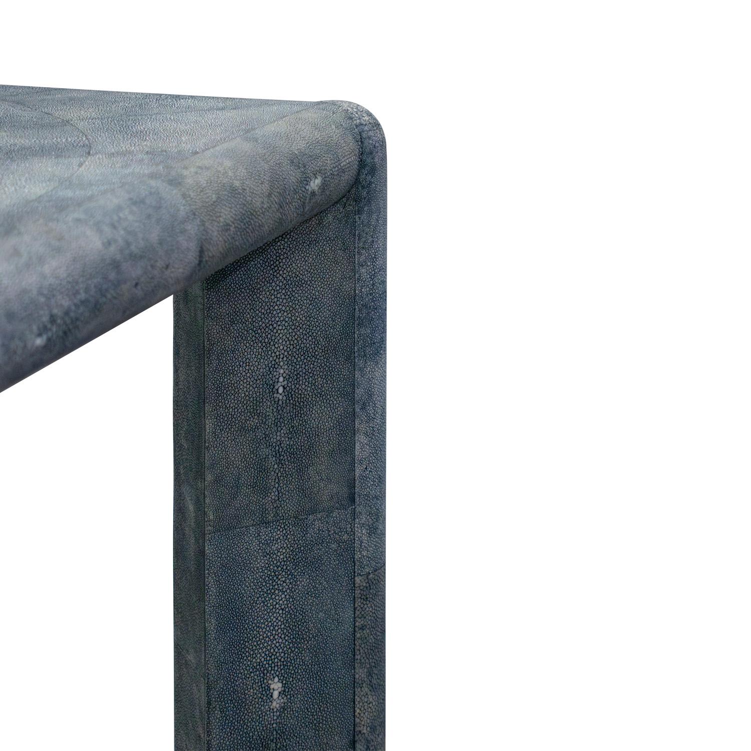 Hand-Crafted Karl Springer Exceptional Game Table in Blue Shagreen with Starburst Top 1980s