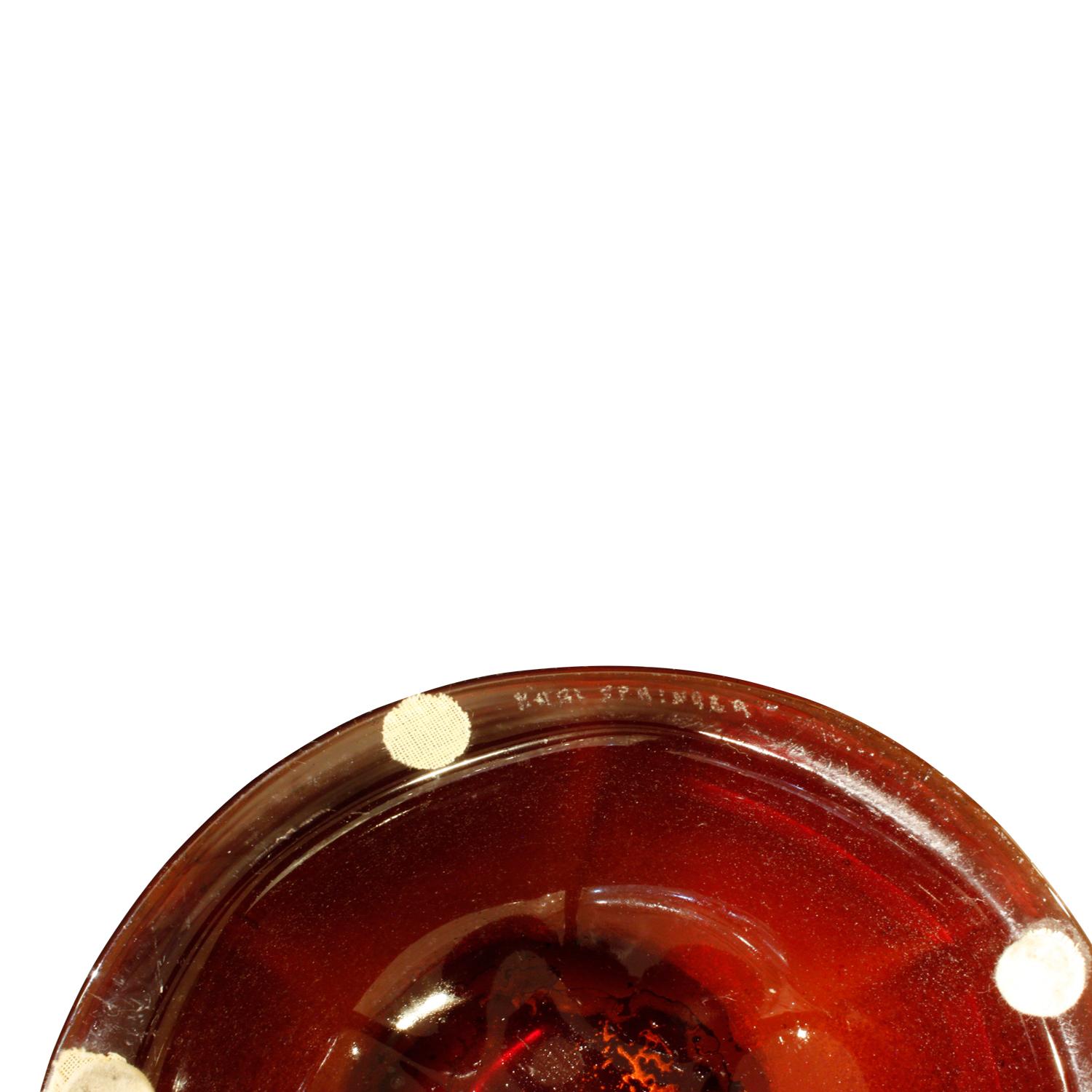 Hand-Crafted Karl Springer Exceptional Hand Blown Scavo Glass Vase, 1980s, 'Signed'