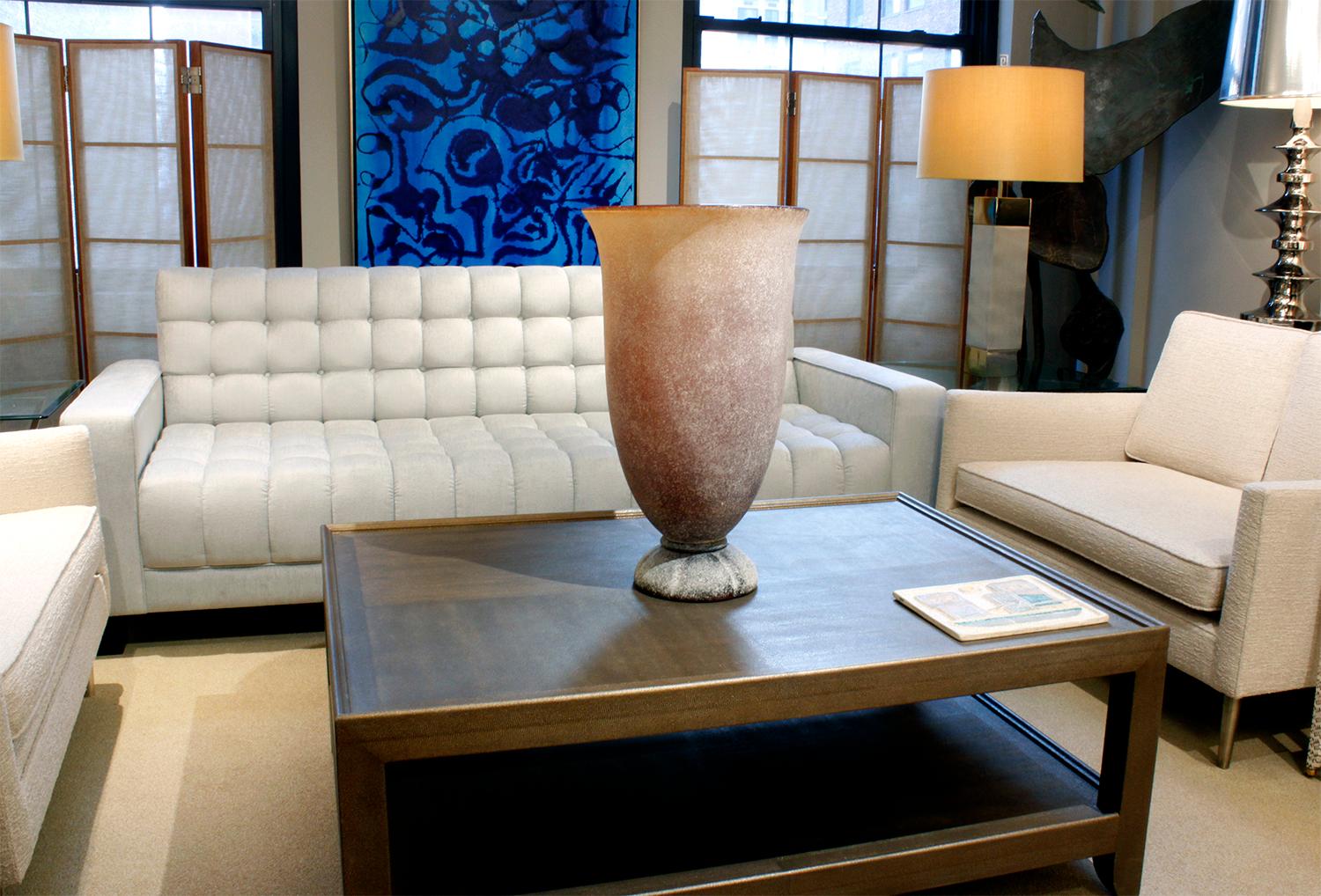 Karl Springer Exceptional Hand Blown Scavo Glass Vase, 1980s, 'Signed' In Excellent Condition In New York, NY