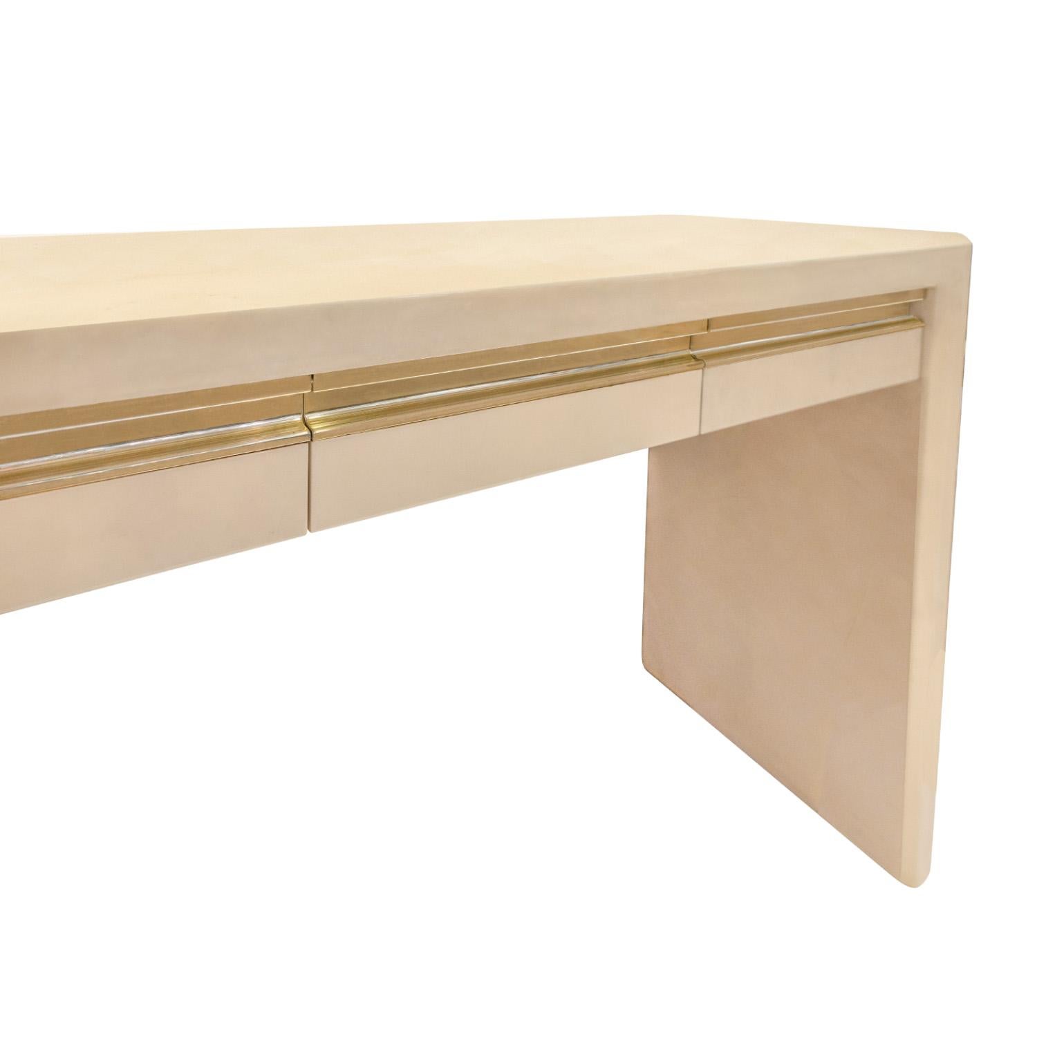 Modern Karl Springer Exceptional Lacquered Goatskin Console Table 1980s For Sale