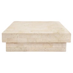 Karl Springer Excepcional caja con tapa de travertino teselado años 80 "Firmada