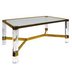 Karl Springer Exceptional "Round Leg Lucite Coffee Table" 1980s, Signed