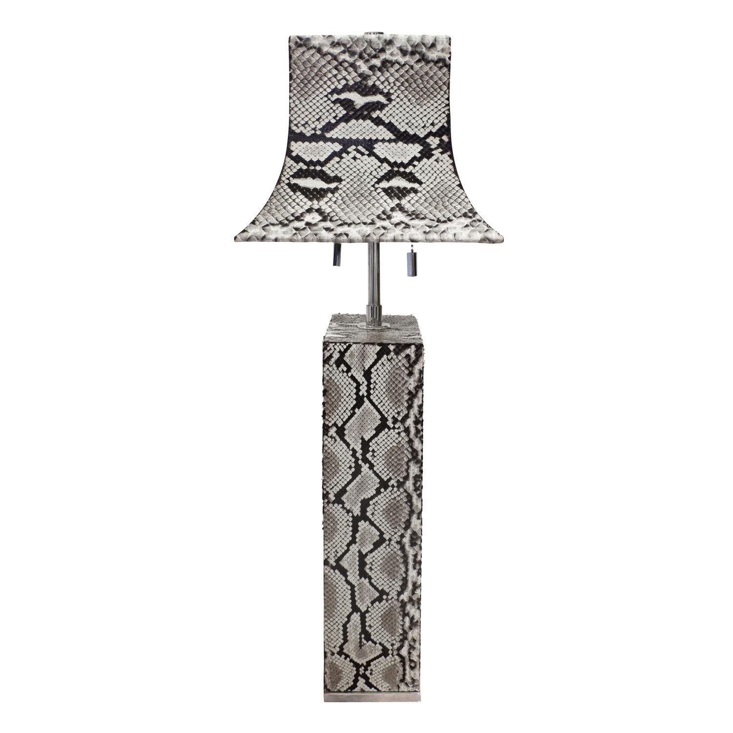 Modern Karl Springer Exquisite Pair of Pagoda Table Lamps in Python 1980s 'Signed'