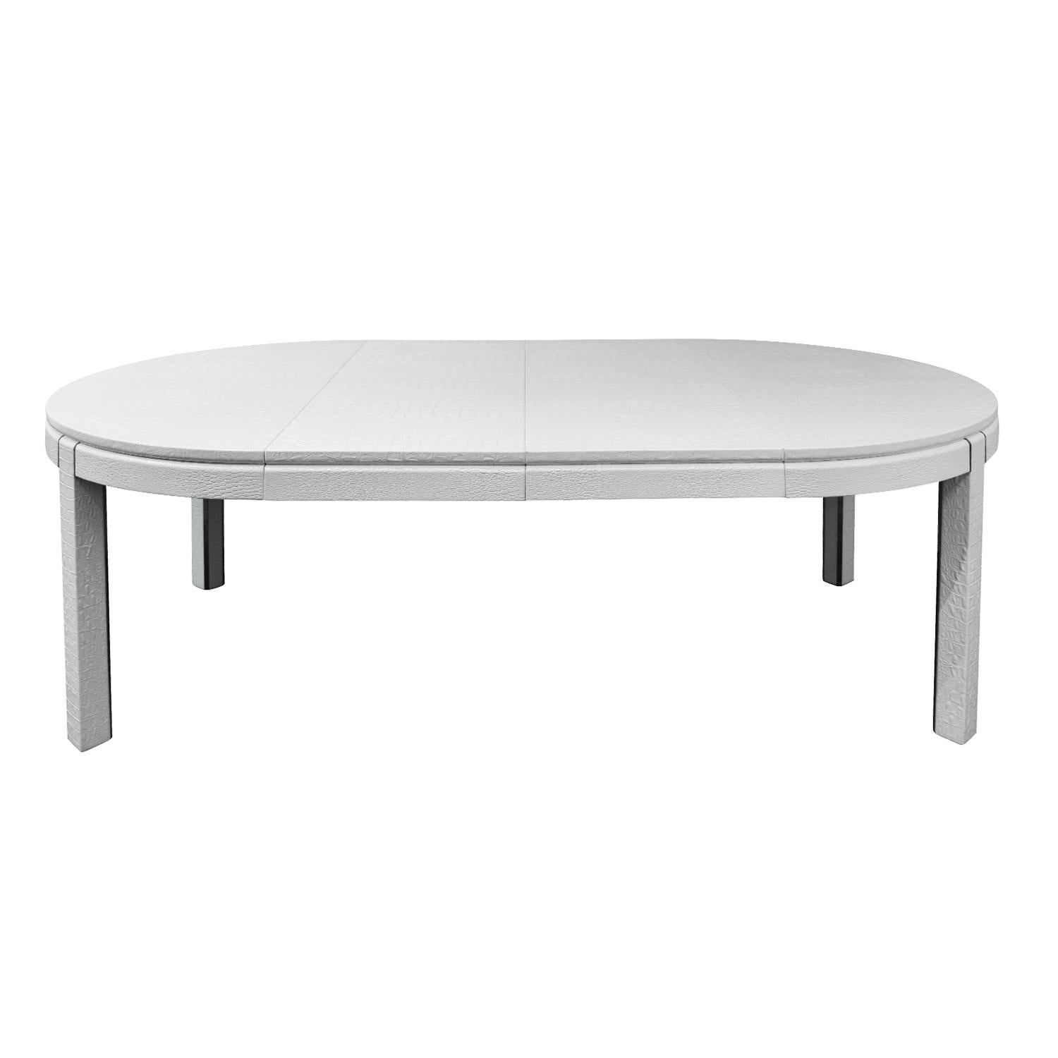 Modern Karl Springer Extension Dining Table in Embossed Crocodile Leather, 1980s
