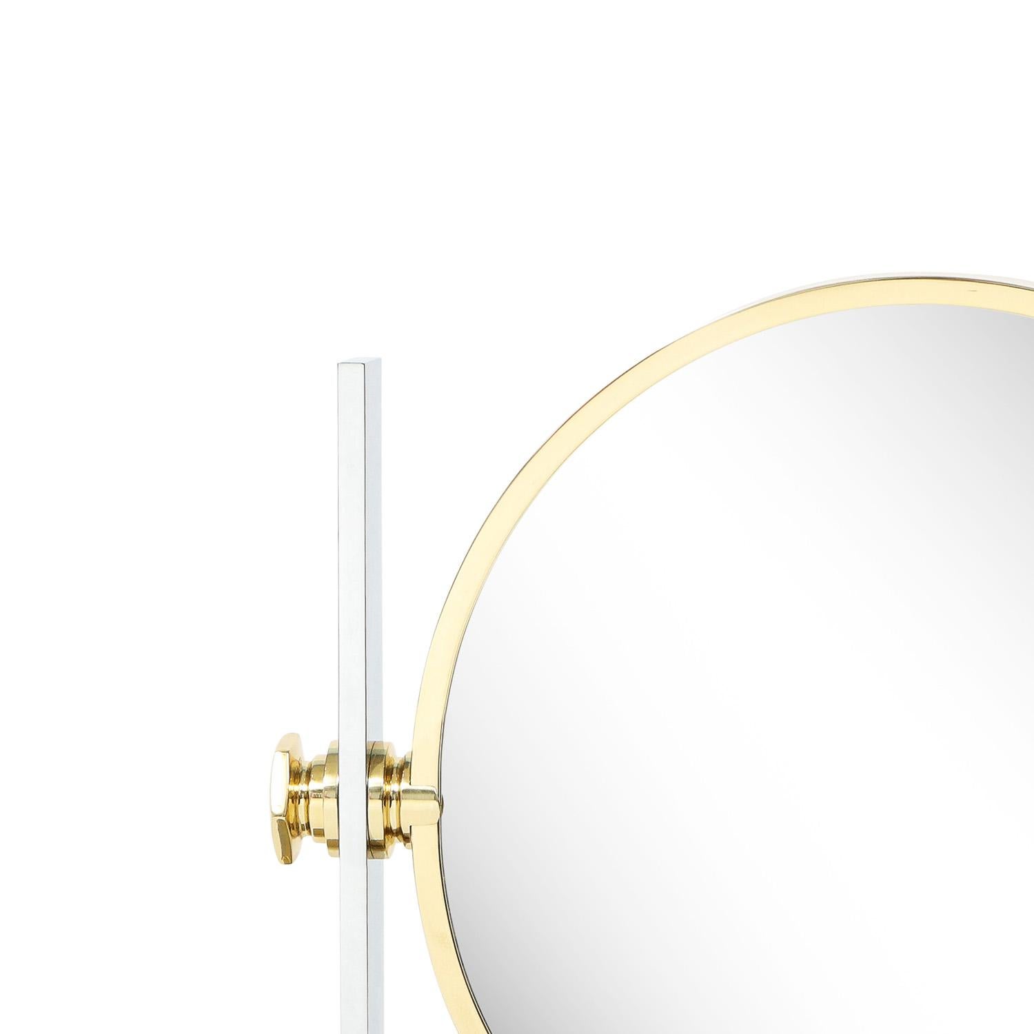 Hand-Crafted Karl Springer Extra Large Vanity Mirror in Polished Steel and Brass, 1980s