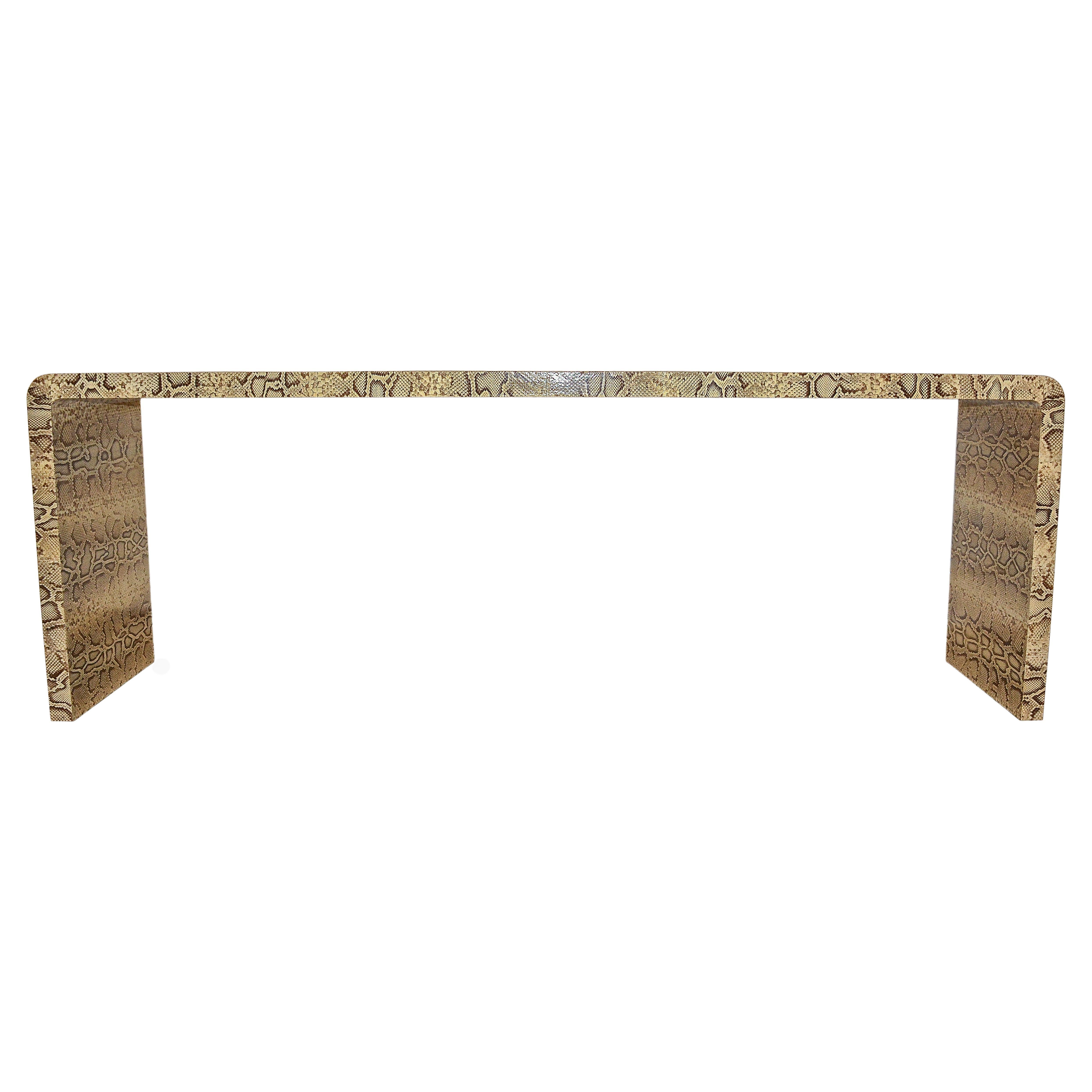 Modern Karl Springer Extraordinary Long Natural Python Waterfall Console Table