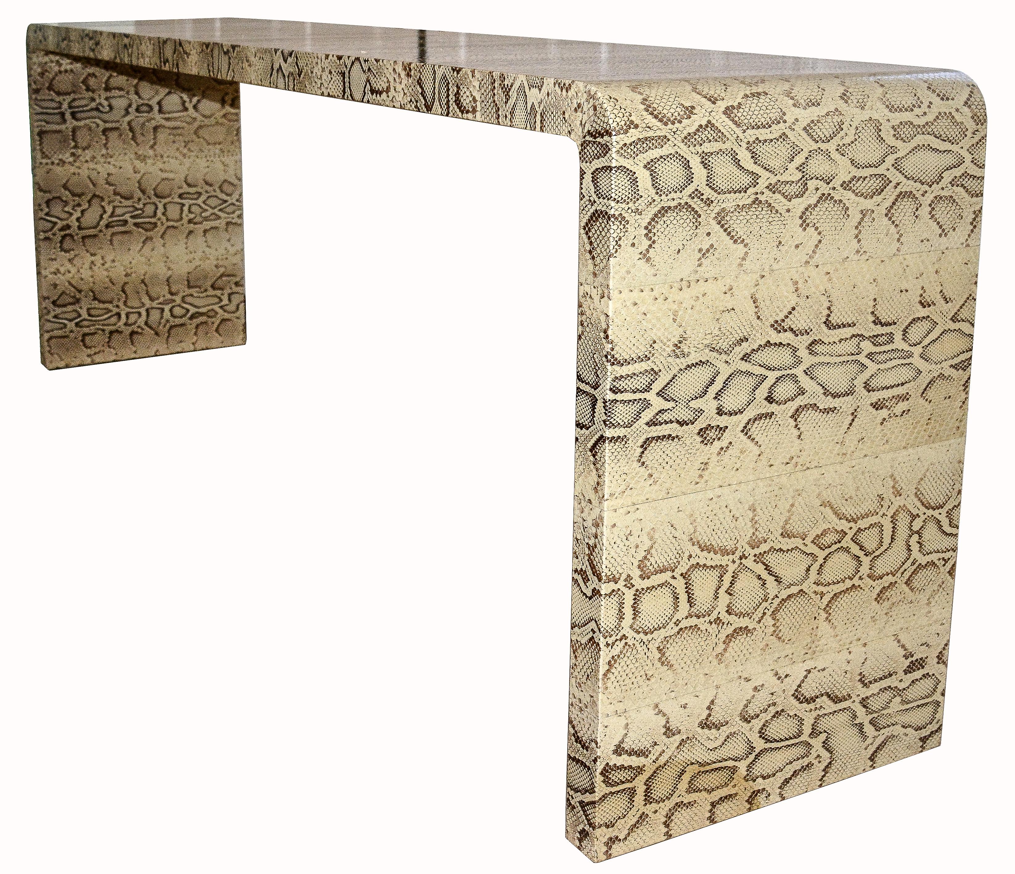 Karl Springer Extraordinary Long Natural Python Waterfall Console Table