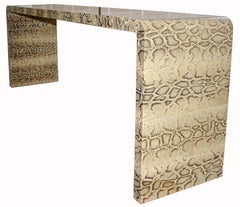 Karl Springer Extraordinary Long Natural Python Waterfall Console Table