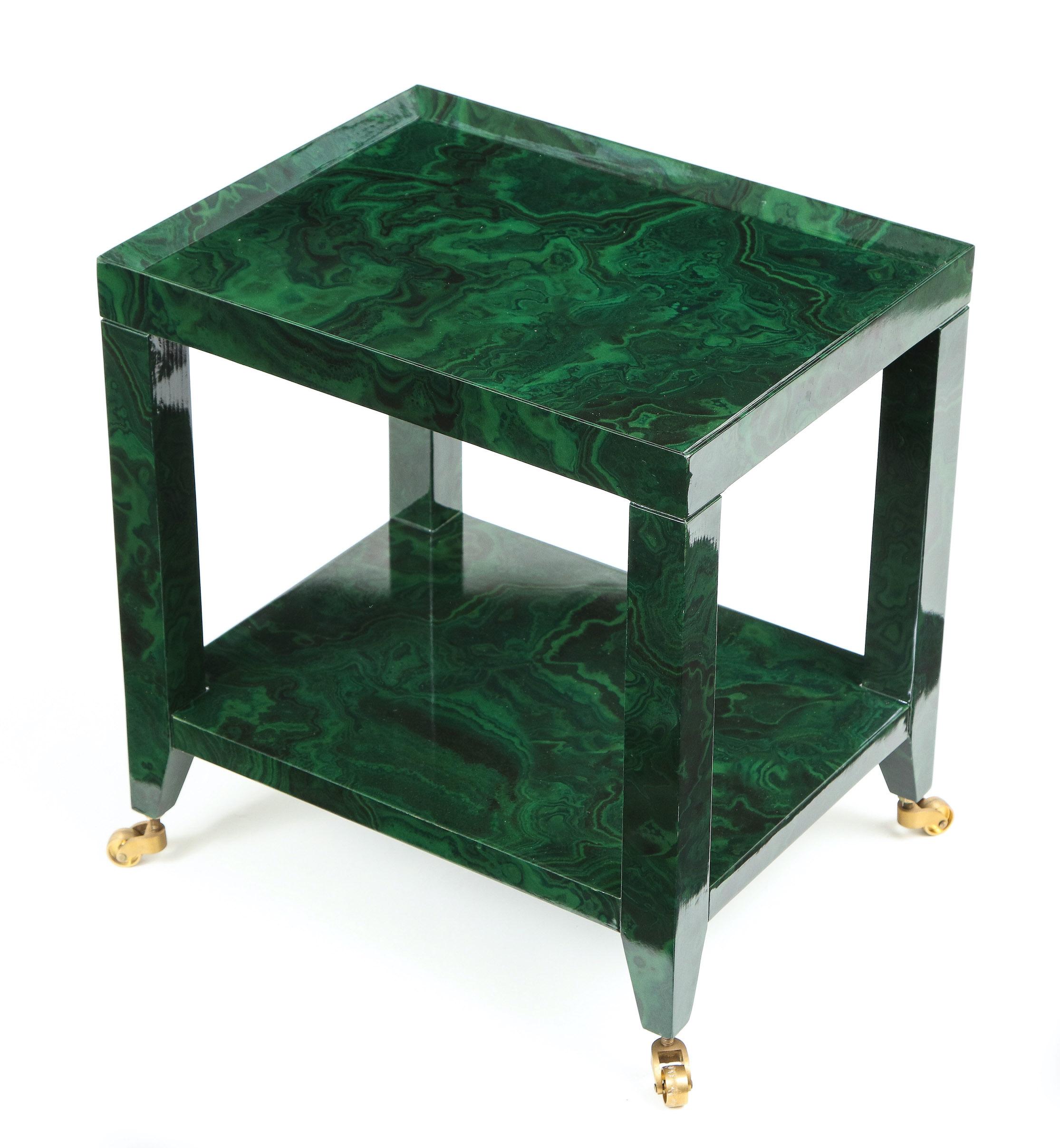 Karl Springer Faux Malachite Telephone Table In Good Condition In New York, NY