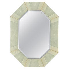 Karl Springer Faux Shagreen 1970's Octagonal Mirror