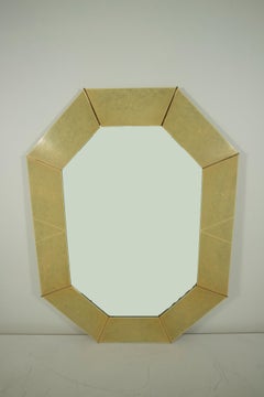 Karl Springer Faux Shagreen and Brass Wall Mirror