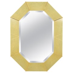 Karl Springer Faux Shagreen and Brass Wall Mirror