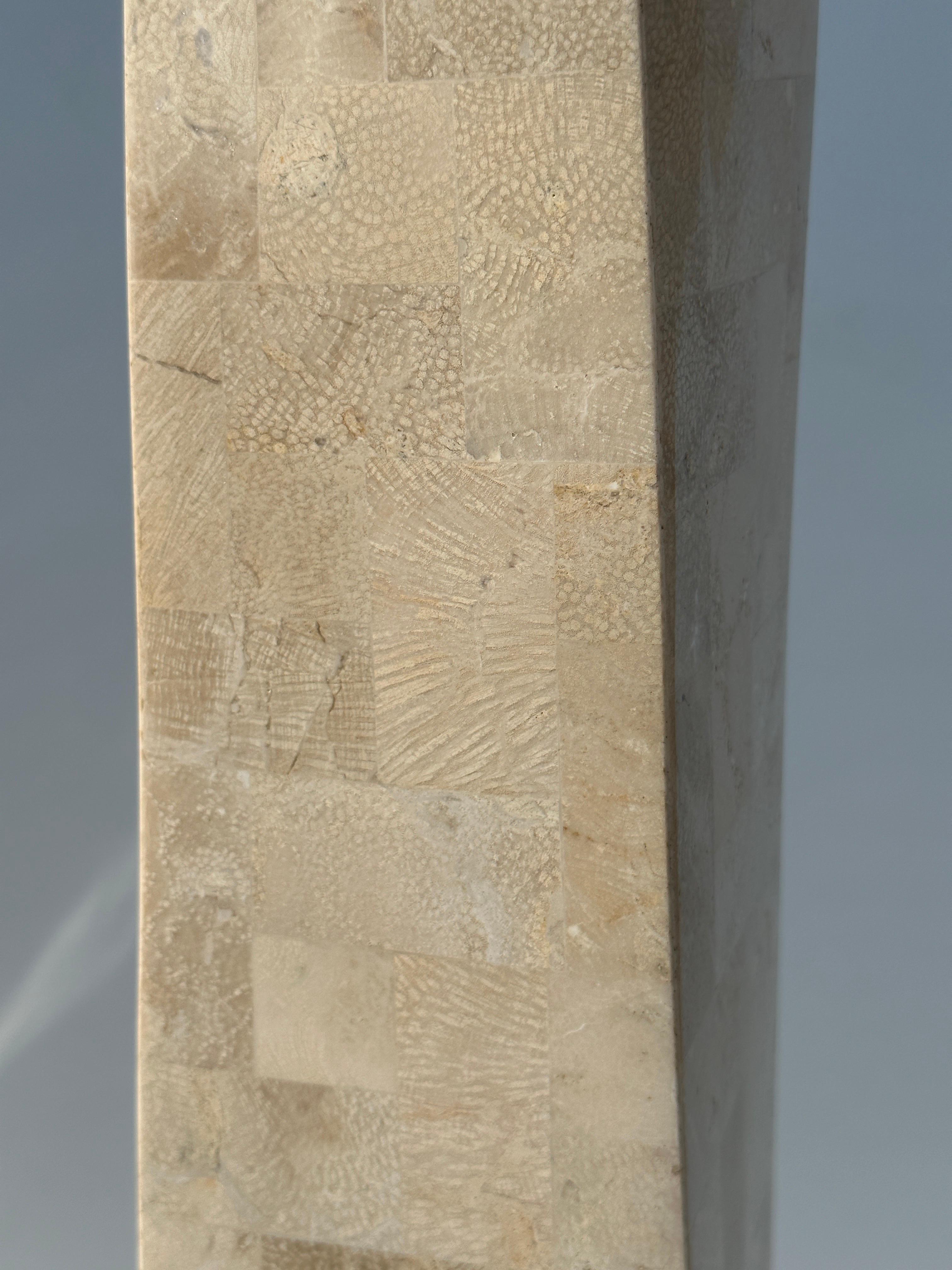 Stone Karl Springer Floor Lamp in Tessellated Fossil Coral For Sale