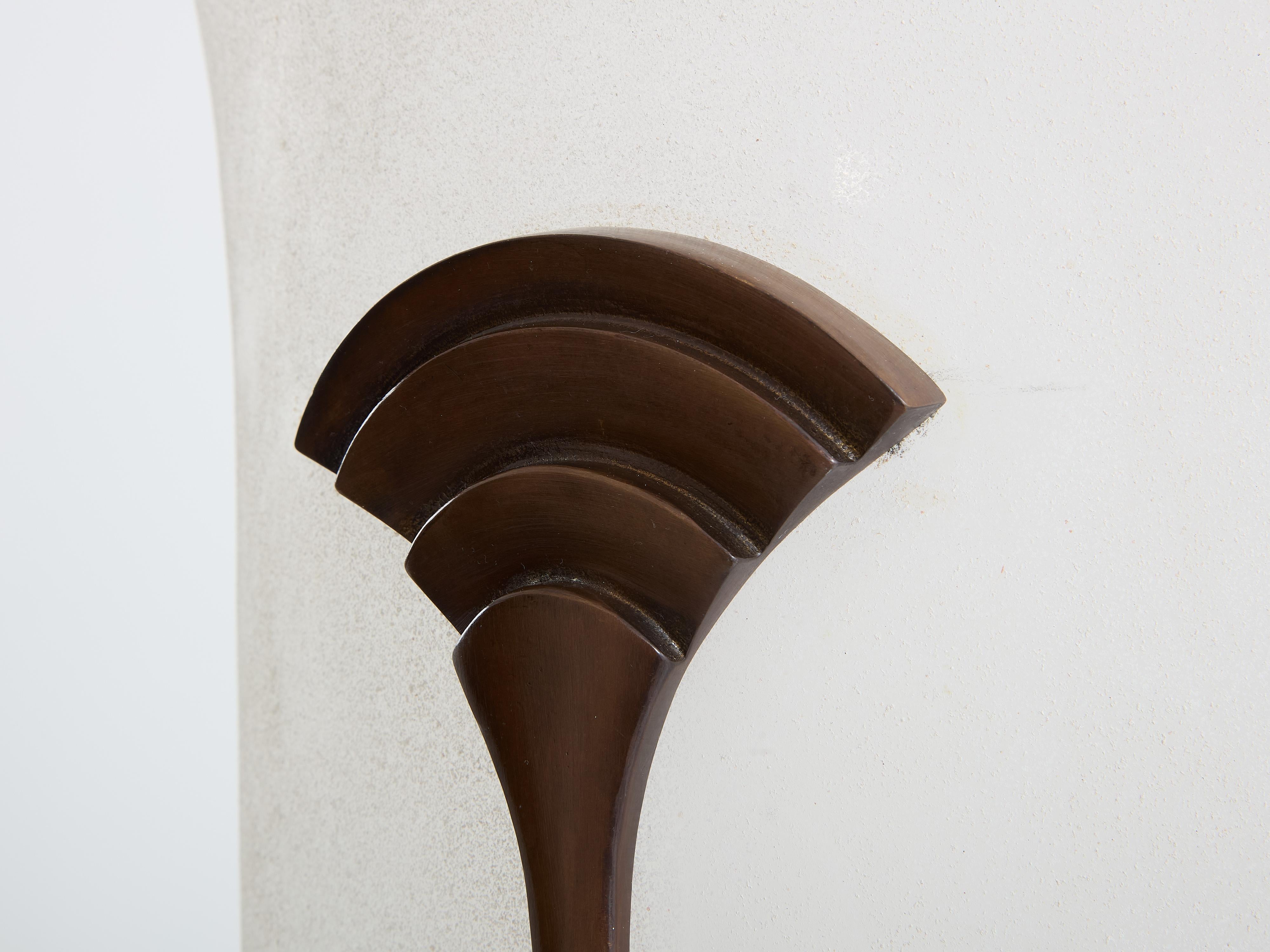Karl Springer per Seguso grande vaso in bronzo Art Deco in vetro smerigliato 1980 in vendita 3