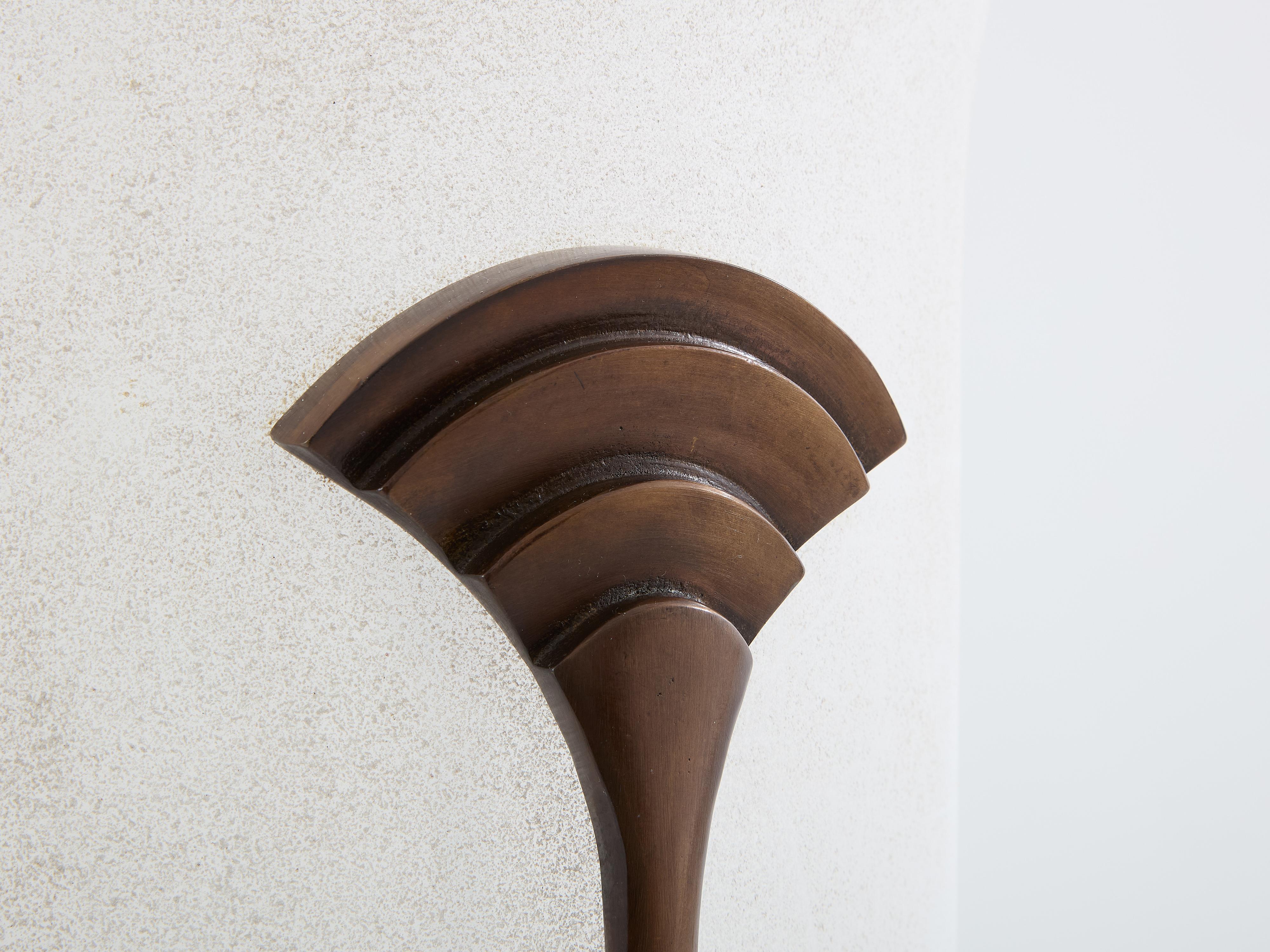 Art Déco Karl Springer per Seguso grande vaso in bronzo Art Deco in vetro smerigliato 1980 in vendita