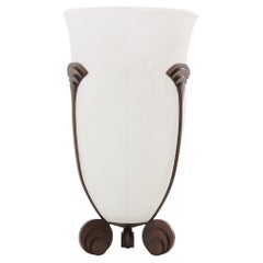 Karl Springer for Seguso large bronze Art Deco frosted glass vase 1980