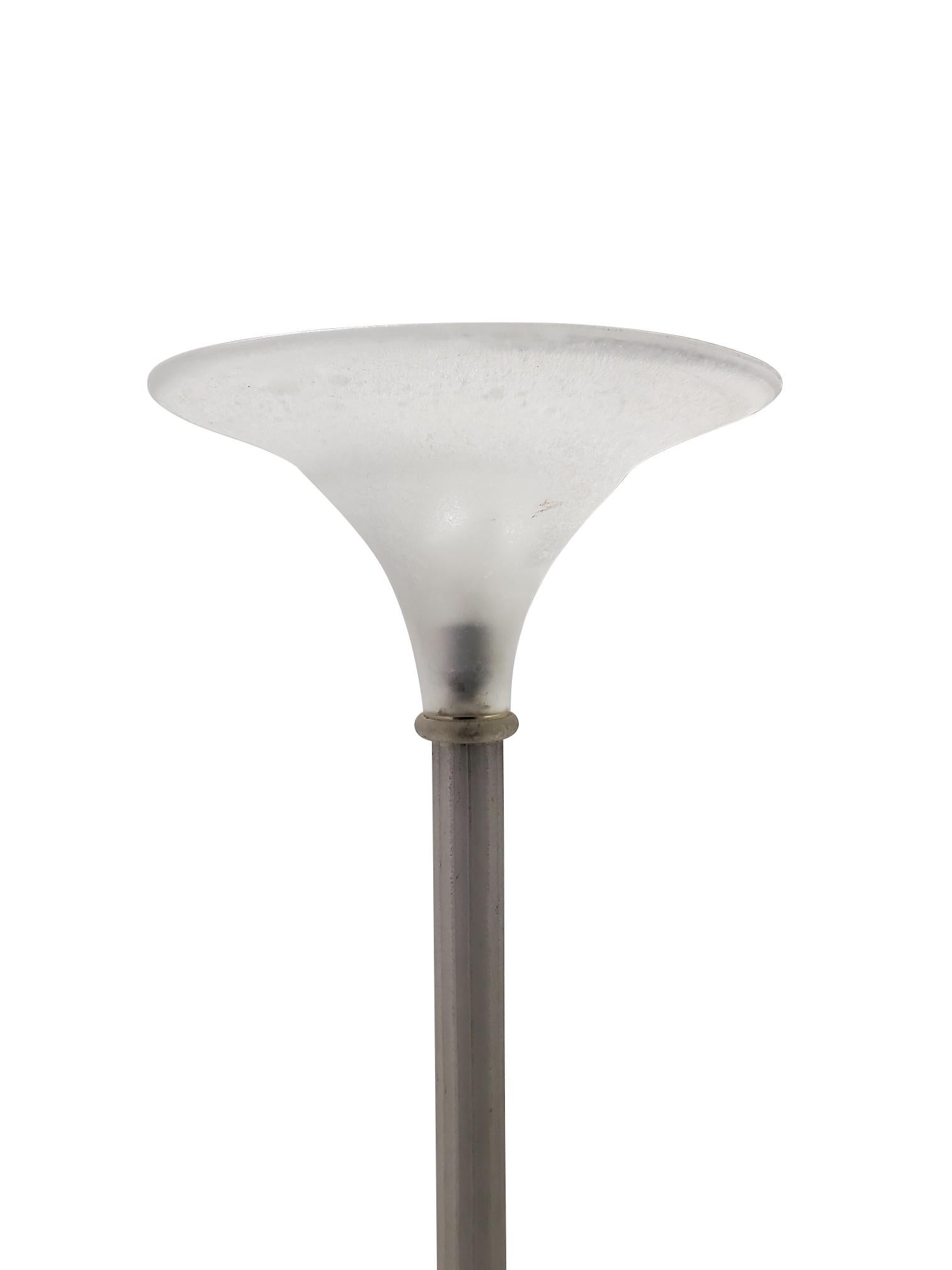 Italian Karl Springer for Seguso Murano Glass Torchère Floor Lamp  For Sale