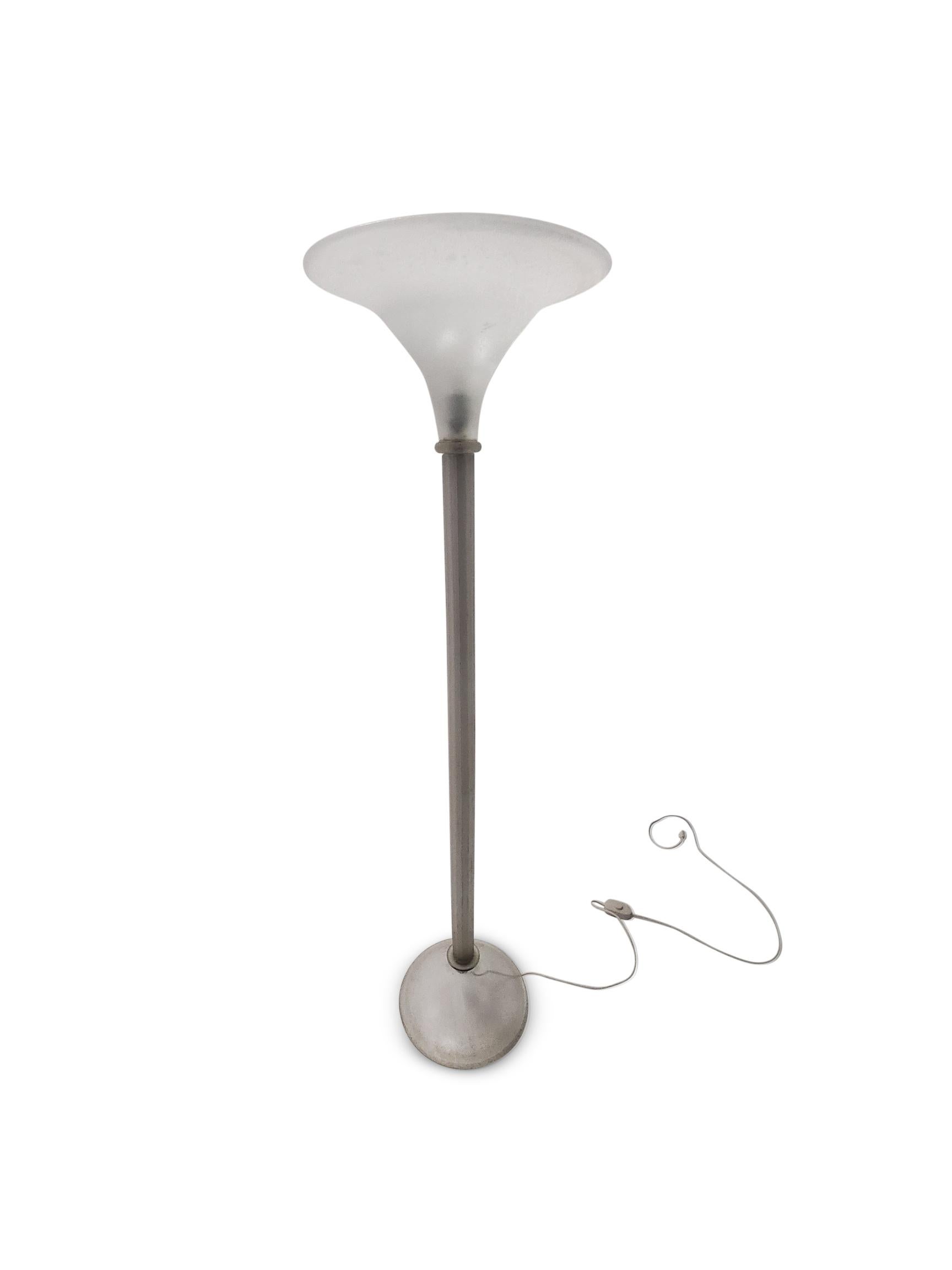 Karl Springer for Seguso Murano Glass Torchère Floor Lamp  In Good Condition For Sale In Middlesex, NJ