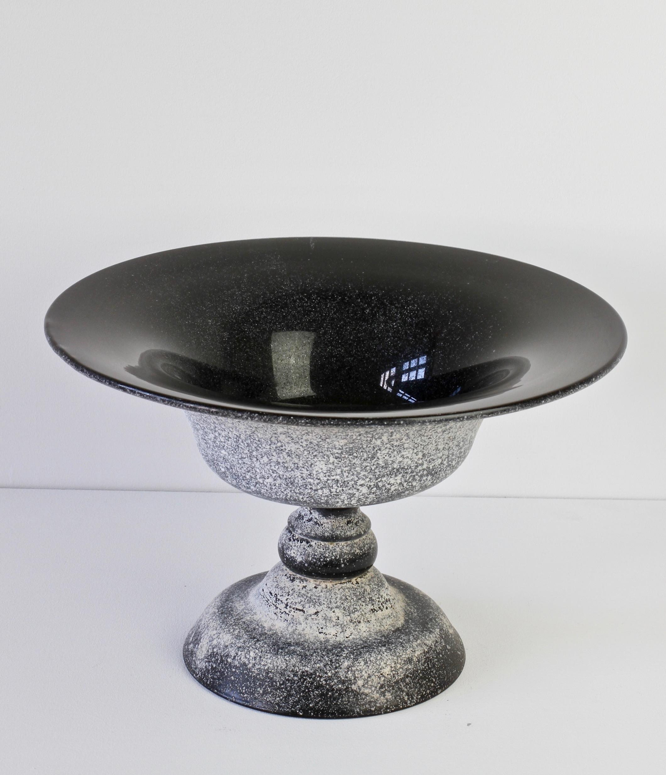 Mid-Century Modern Huge Seguso Black Scavo Murano Glass Bowl Centrepiece 1980s For Sale