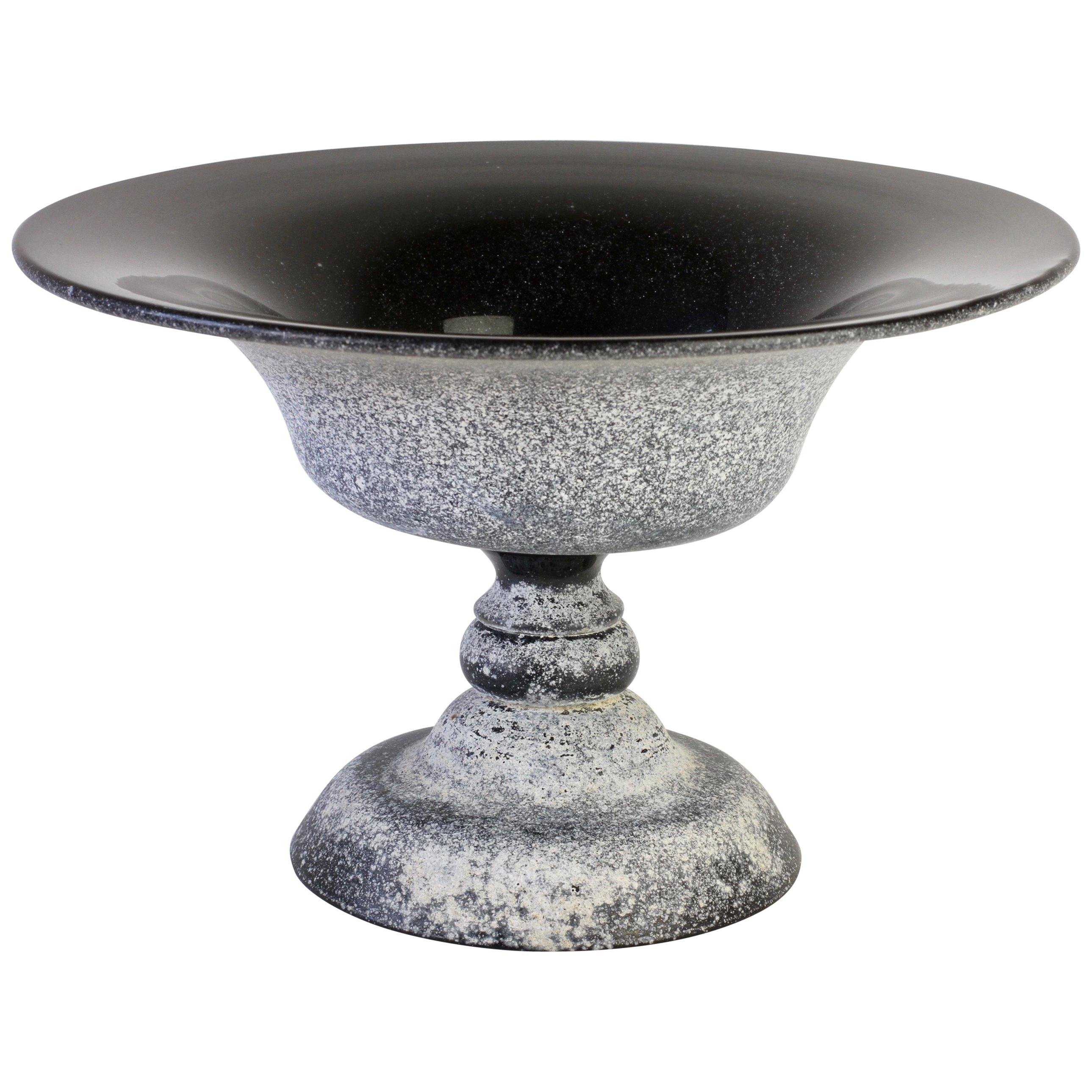 Huge Seguso Black Scavo Murano Glass Bowl Centrepiece 1980s For Sale