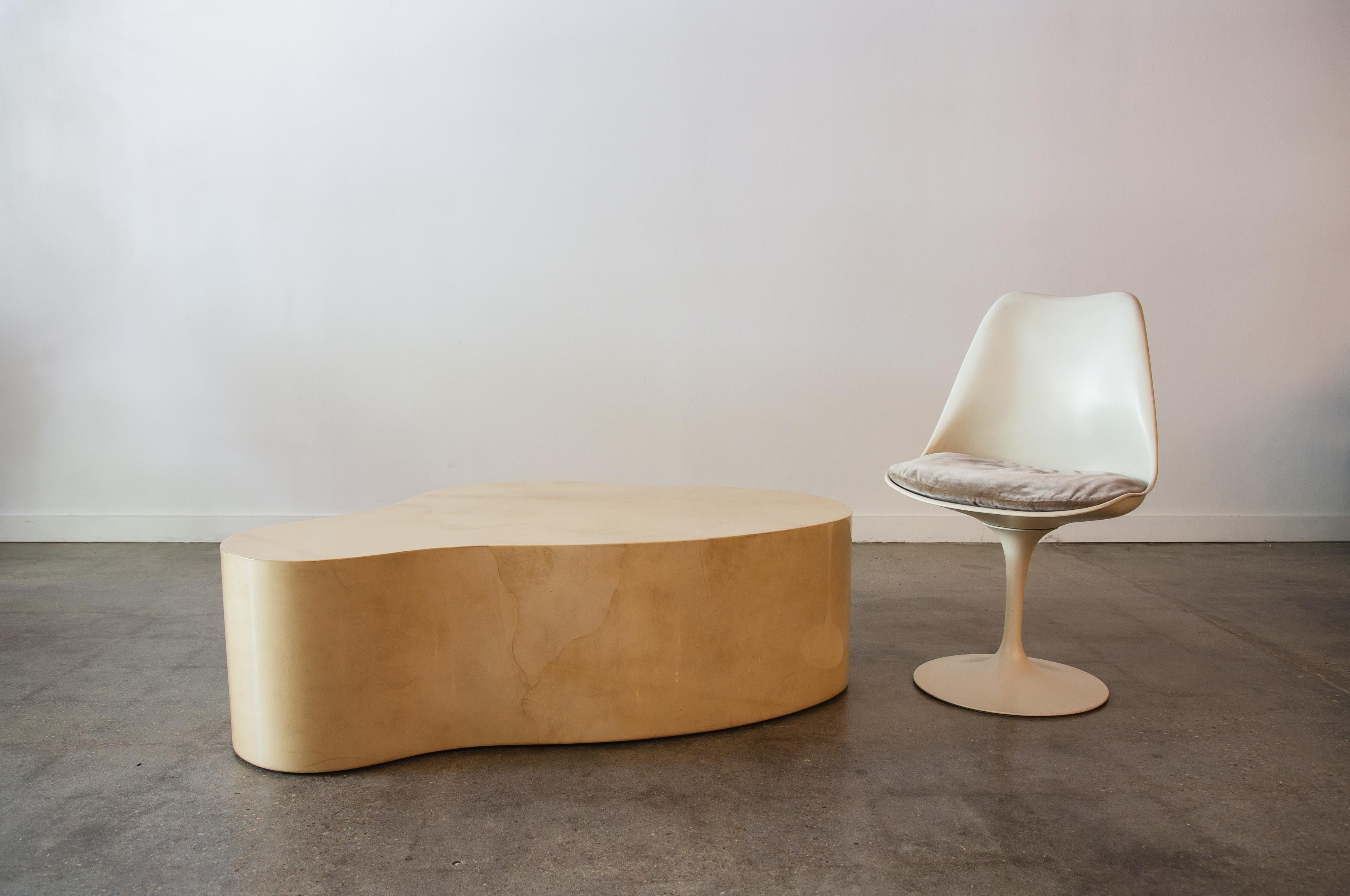 Karl Springer Free Form Coffee Table in Goatskin 1980s amoeba 6