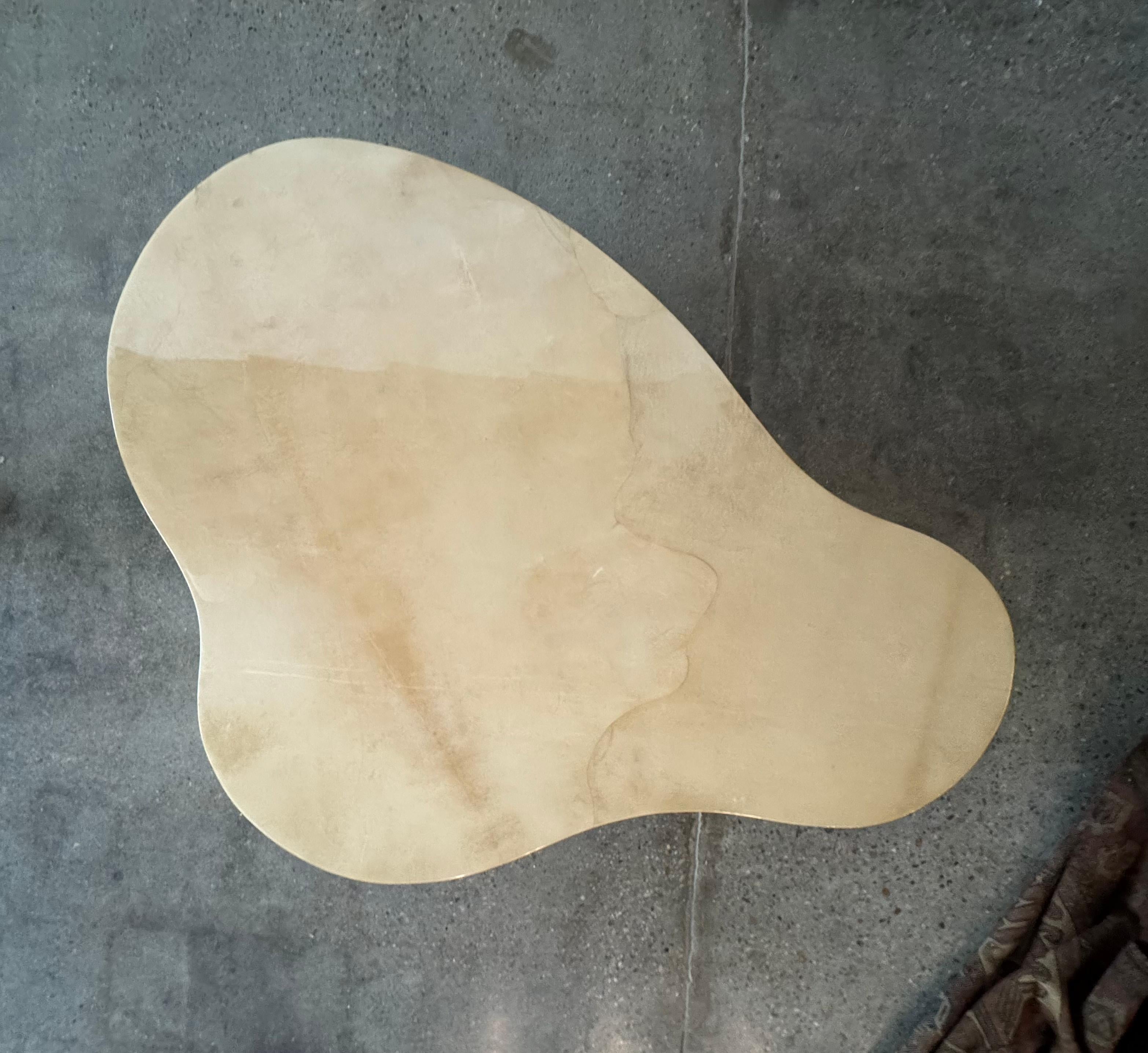 Karl Springer Free Form Coffee Table in Goatskin 1980s amoeba 5
