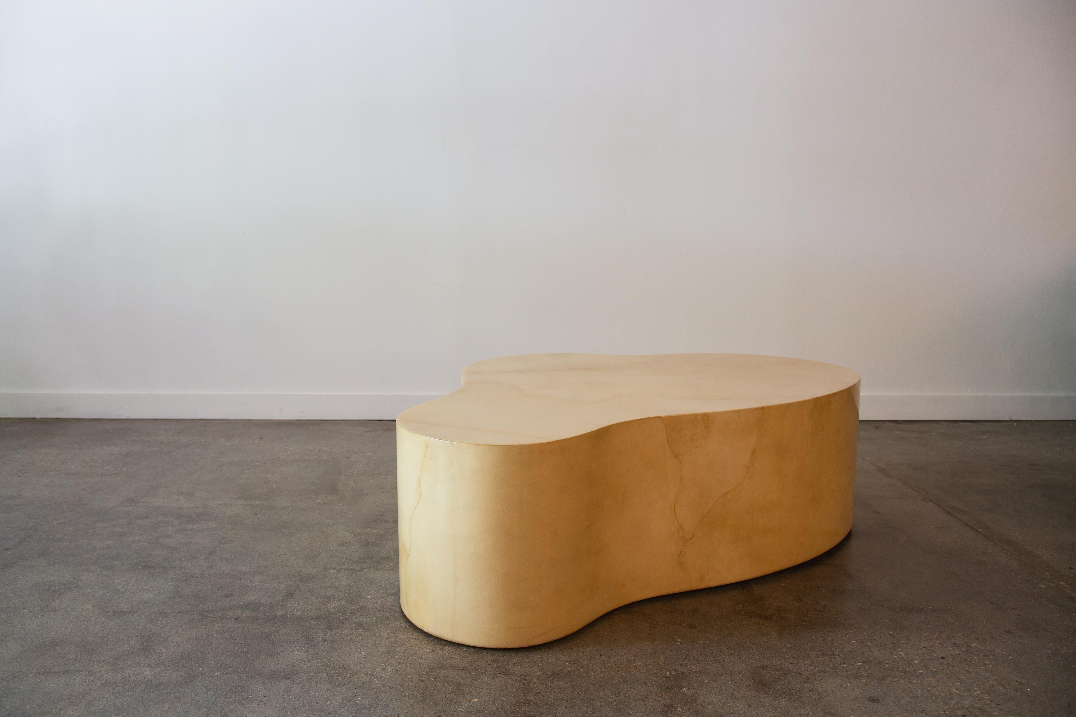 Karl Springer Free Form Coffee Table in Goatskin 1980s amoeba In Good Condition In Virginia Beach, VA