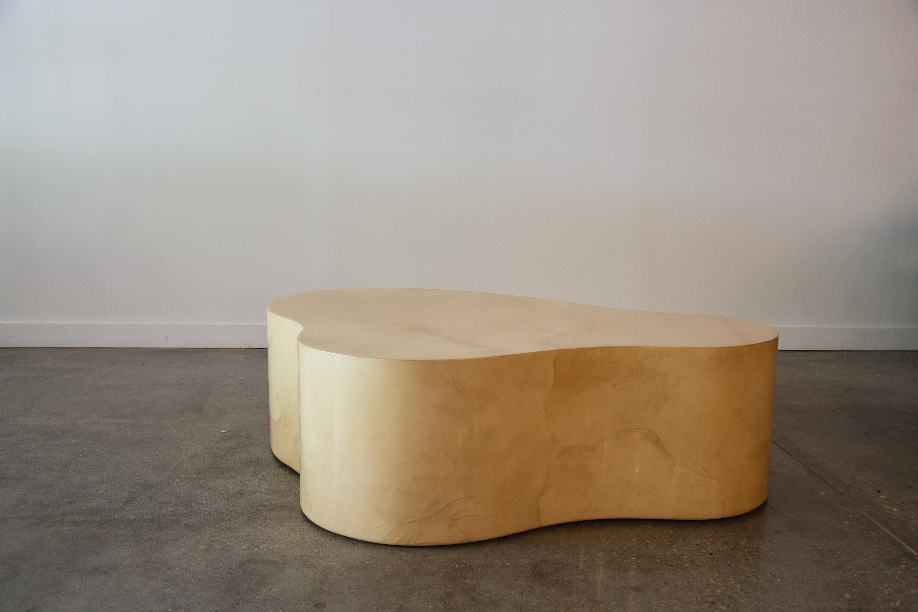 Late 20th Century Karl Springer Free Form Coffee Table in Goatskin 1980s amoeba